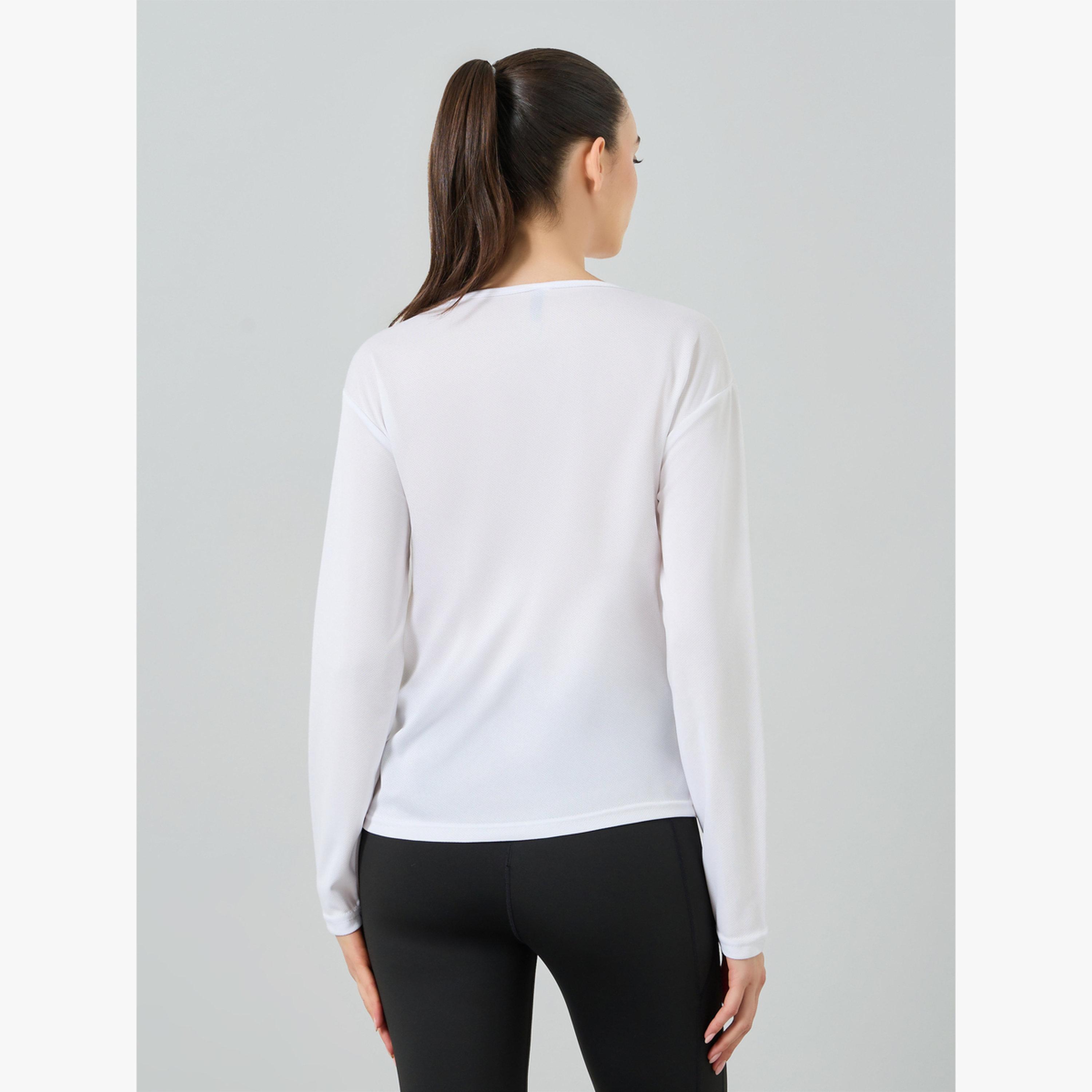 Styli White Long Sleeve Textured Top-women-clothing-tshirts-image-3