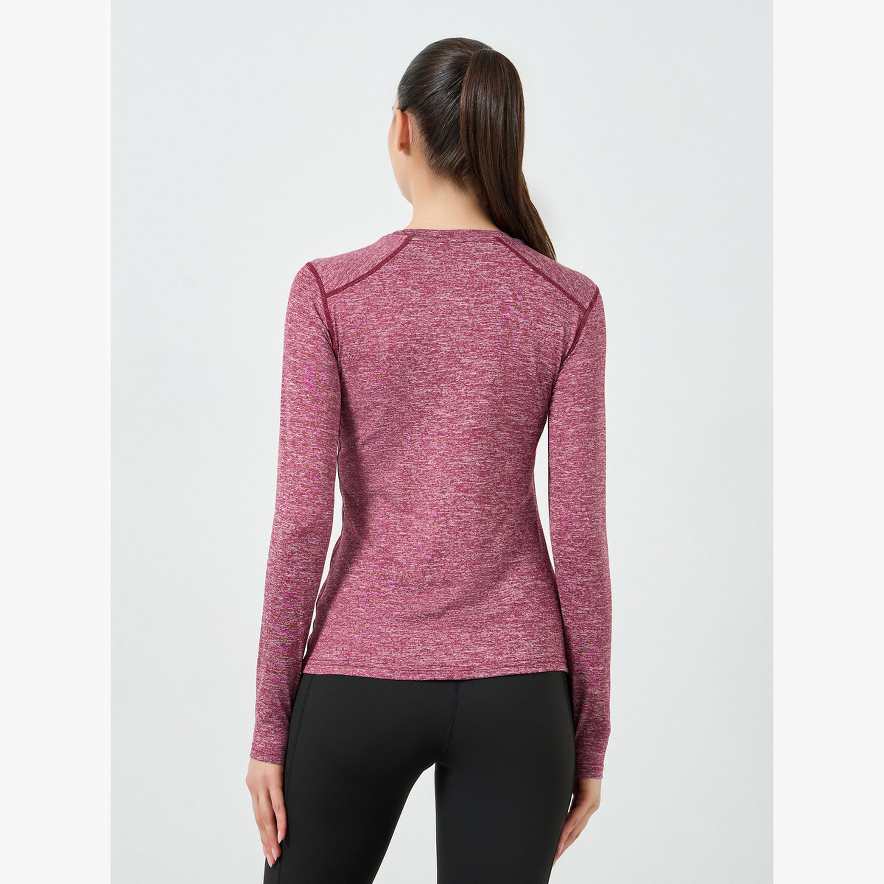 بلوزة بياقة دائرية ونقشة ميلانج-women-clothing-tshirts-image-3