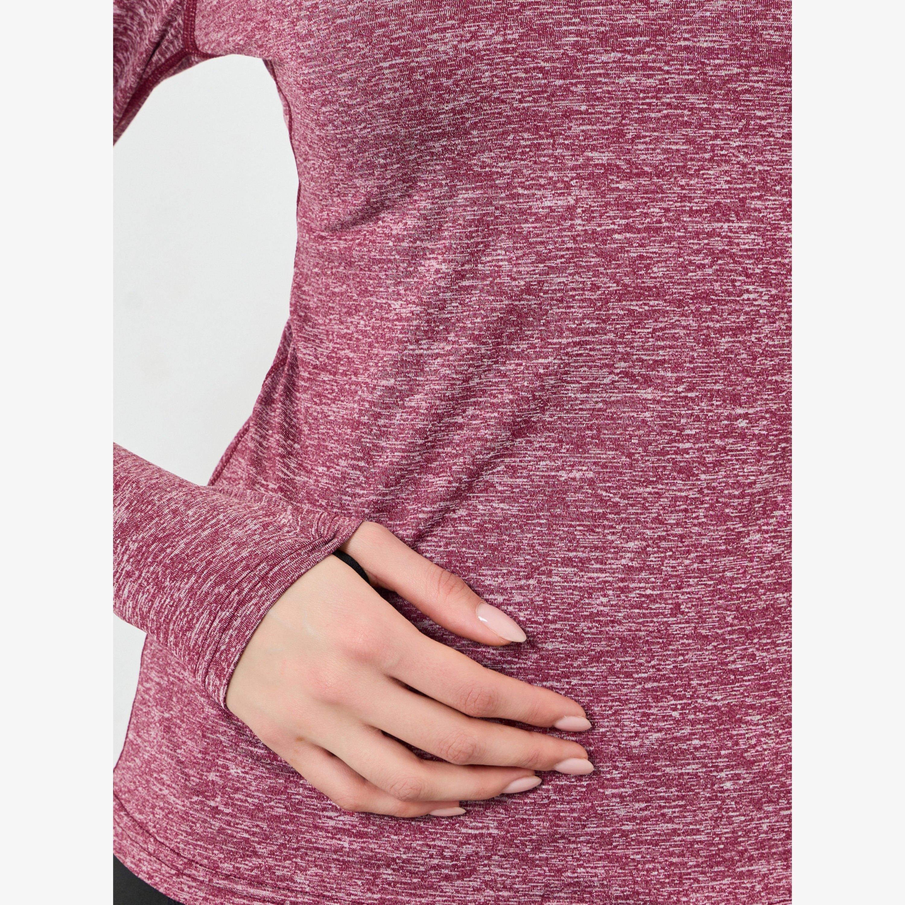 Styli Pink Melange Round Neck Top-women-clothing-tshirts-image-4