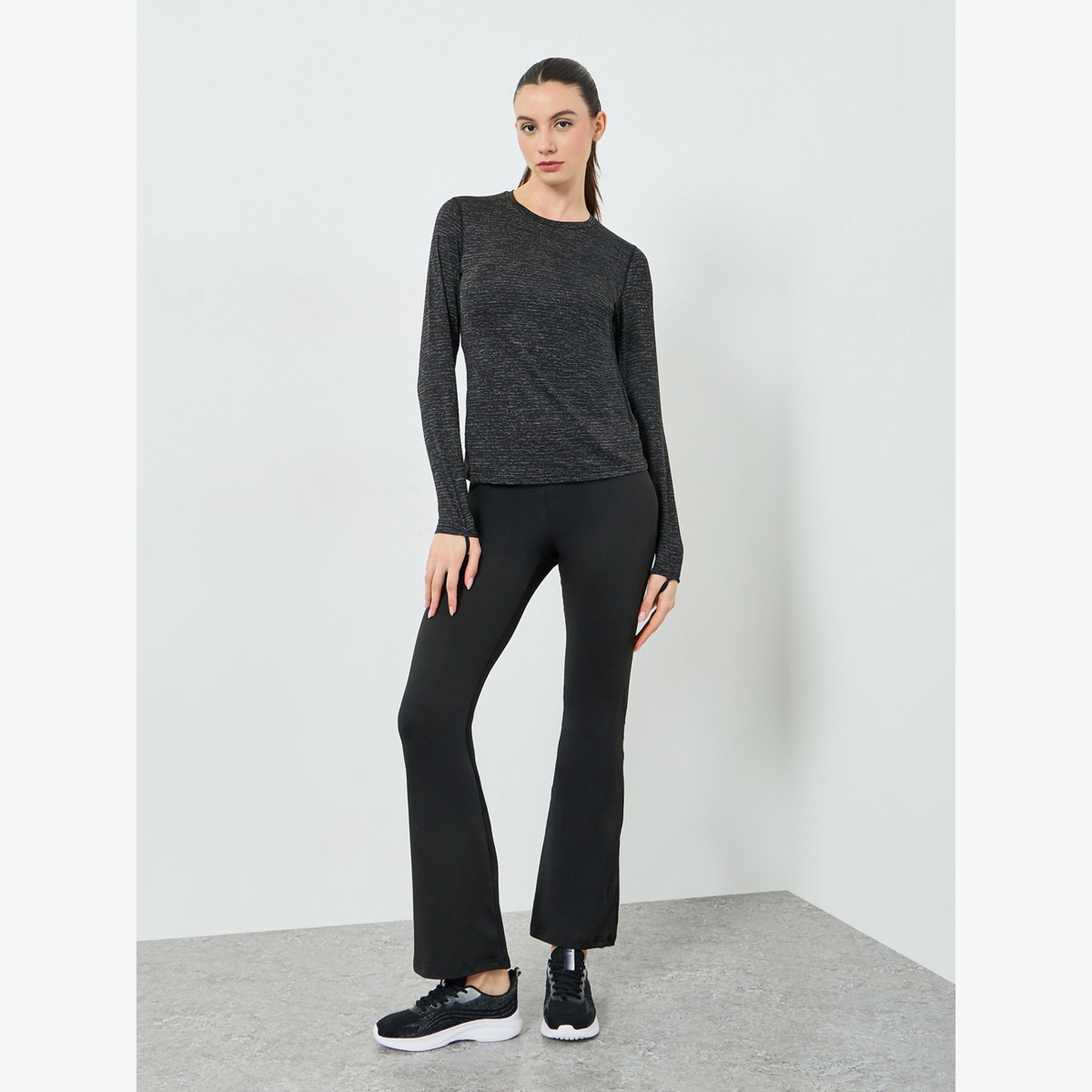 بلوزة بياقة دائرية ونقشة ميلانج-sports-women-clothing-tshirtsandvests-image-2