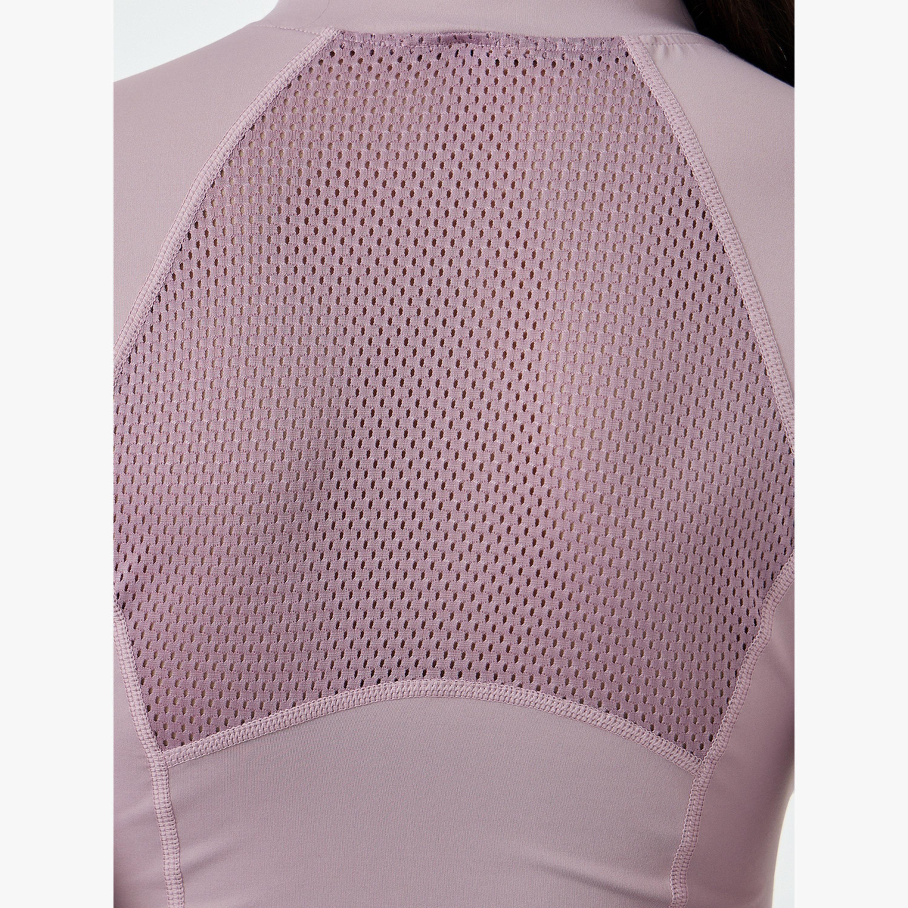 Styli Stitch Detail Half Zip Up Long Sleeves Top-sports-women-clothing-tshirtsandvests-image-4