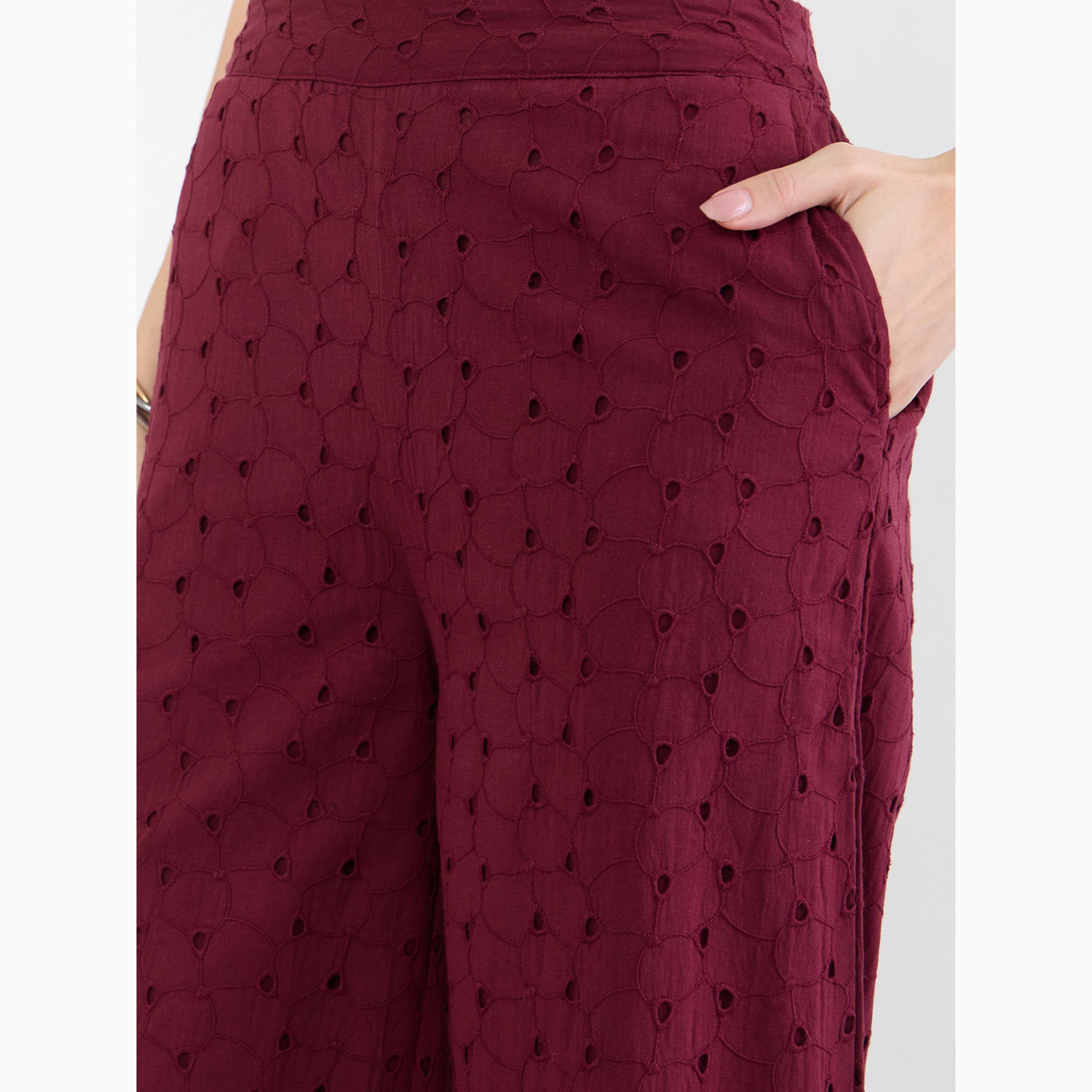 طقم قطني عنابي قميص وبنطال شيفلي-women-clothing-coordsets-image-6