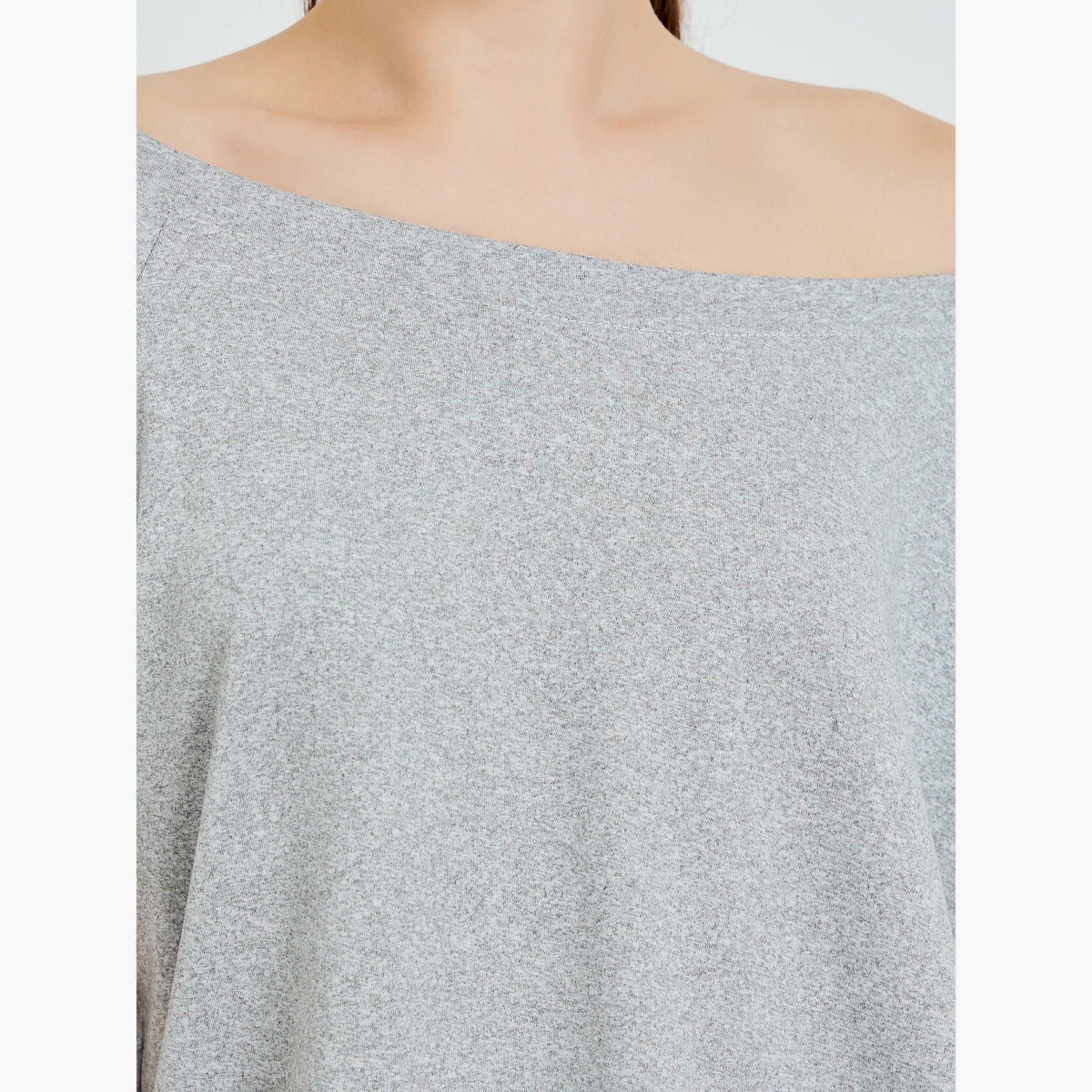 Styli Grey Off Shoulder Oversized T-Shirt-women-clothing-tshirts-image-5