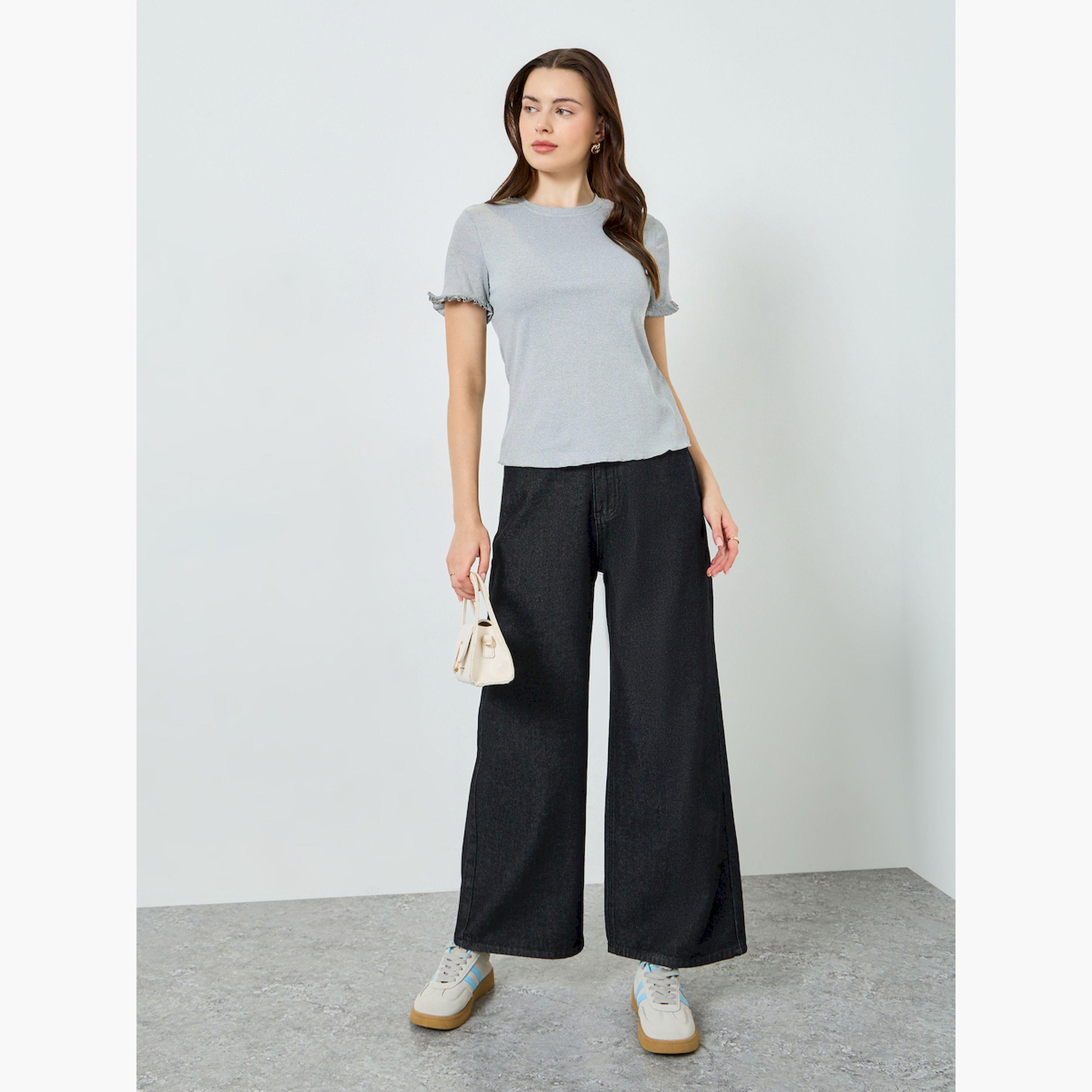 تيشيرت مضلع بأكمام مكشكشة-women-clothing-tshirts-image-2