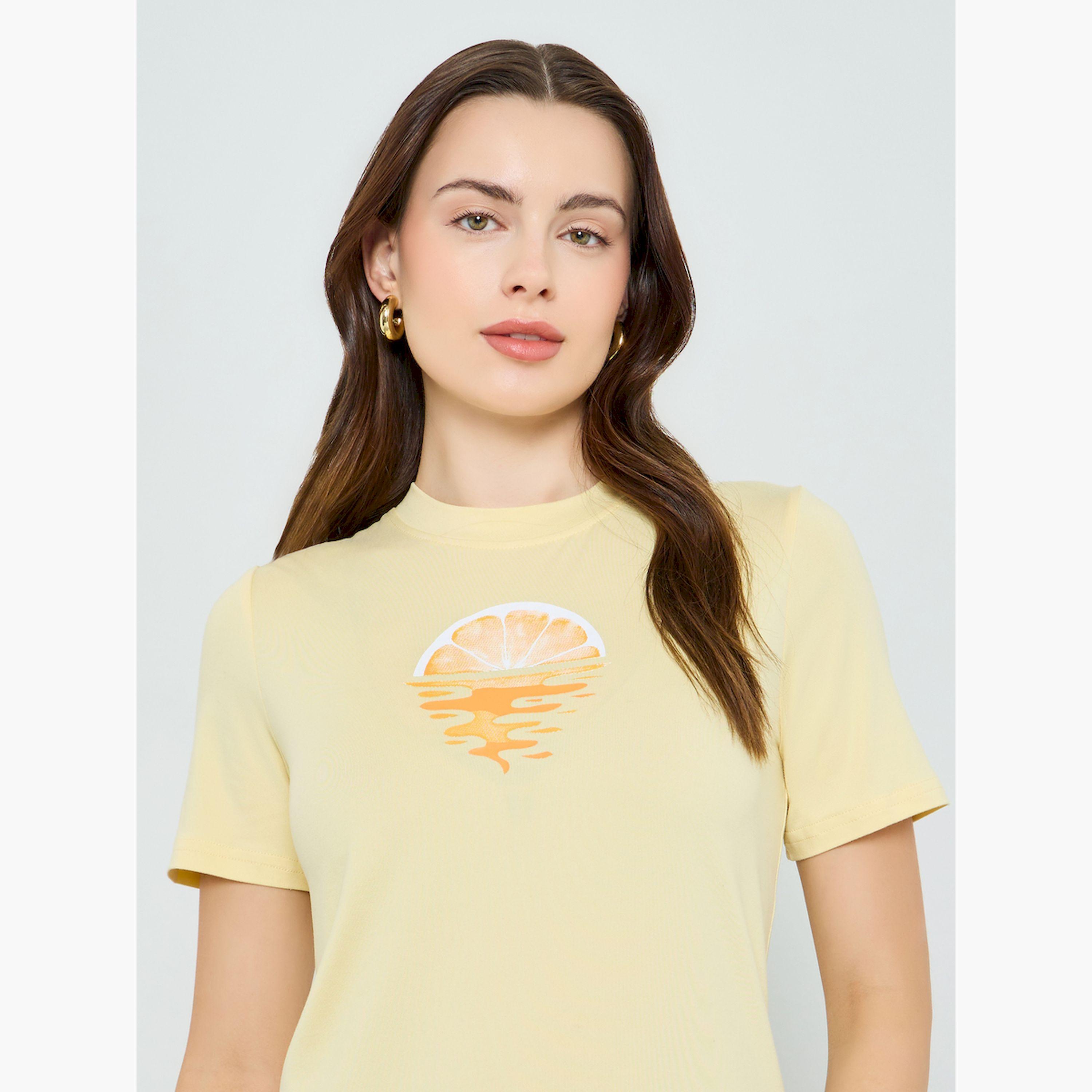 تيشيرت بياقة دائرية وطبعة رسومات-women-clothing-tshirts-image-3