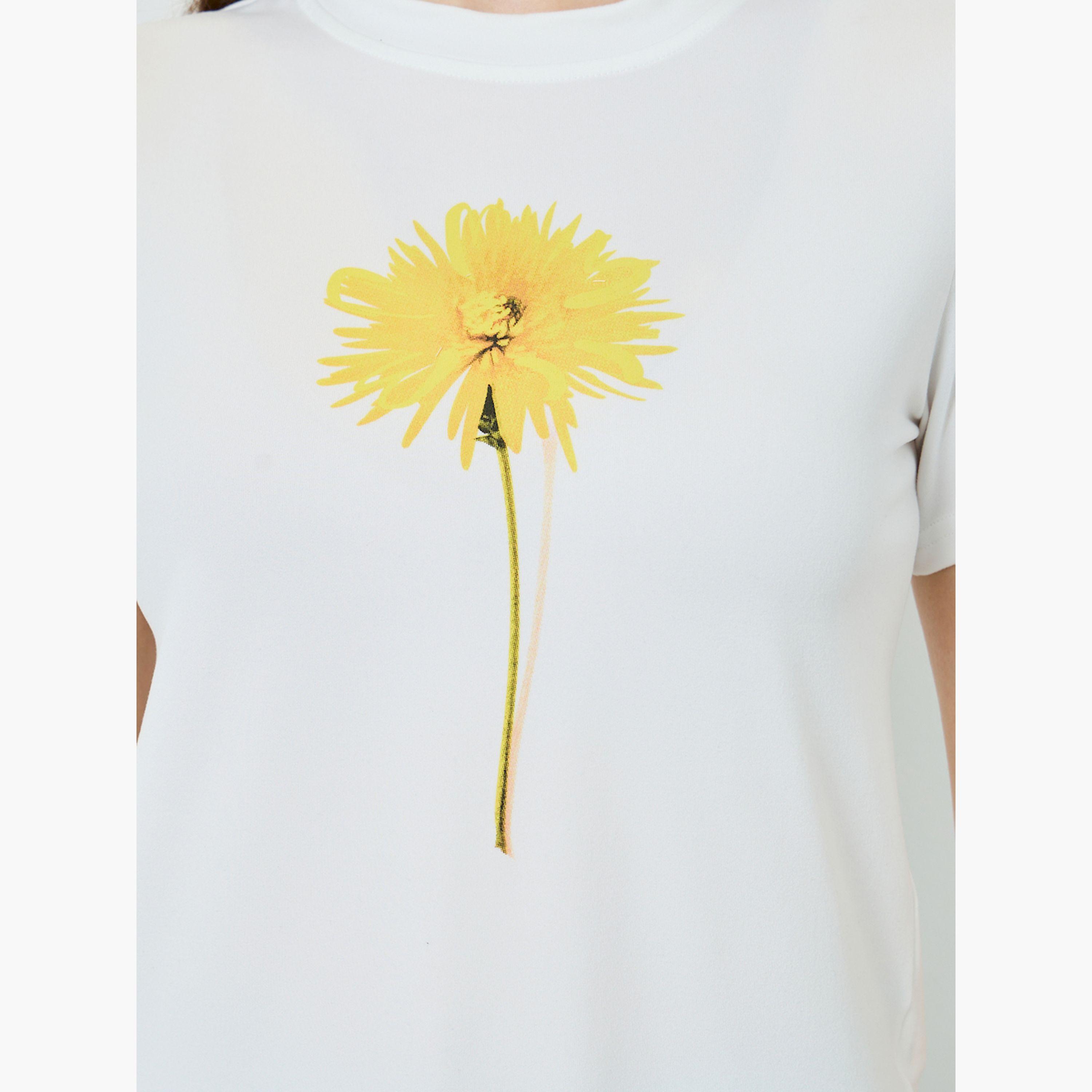 Styli White Floral Graphic Print T-Shirt-women-clothing-tshirts-image-4