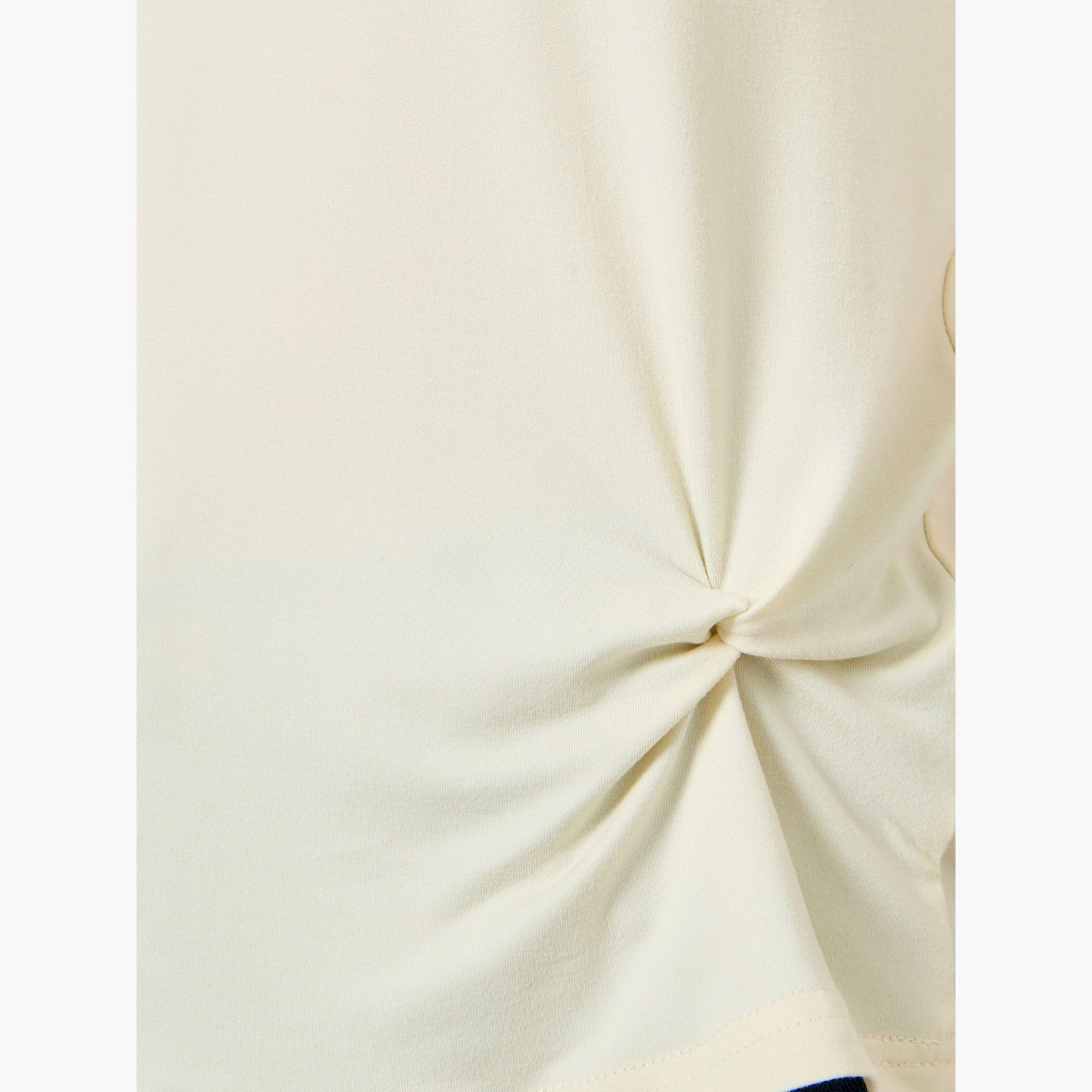 Styli Beige Knot Twist Detail T-Shirt-women-clothing-tshirts-image-4