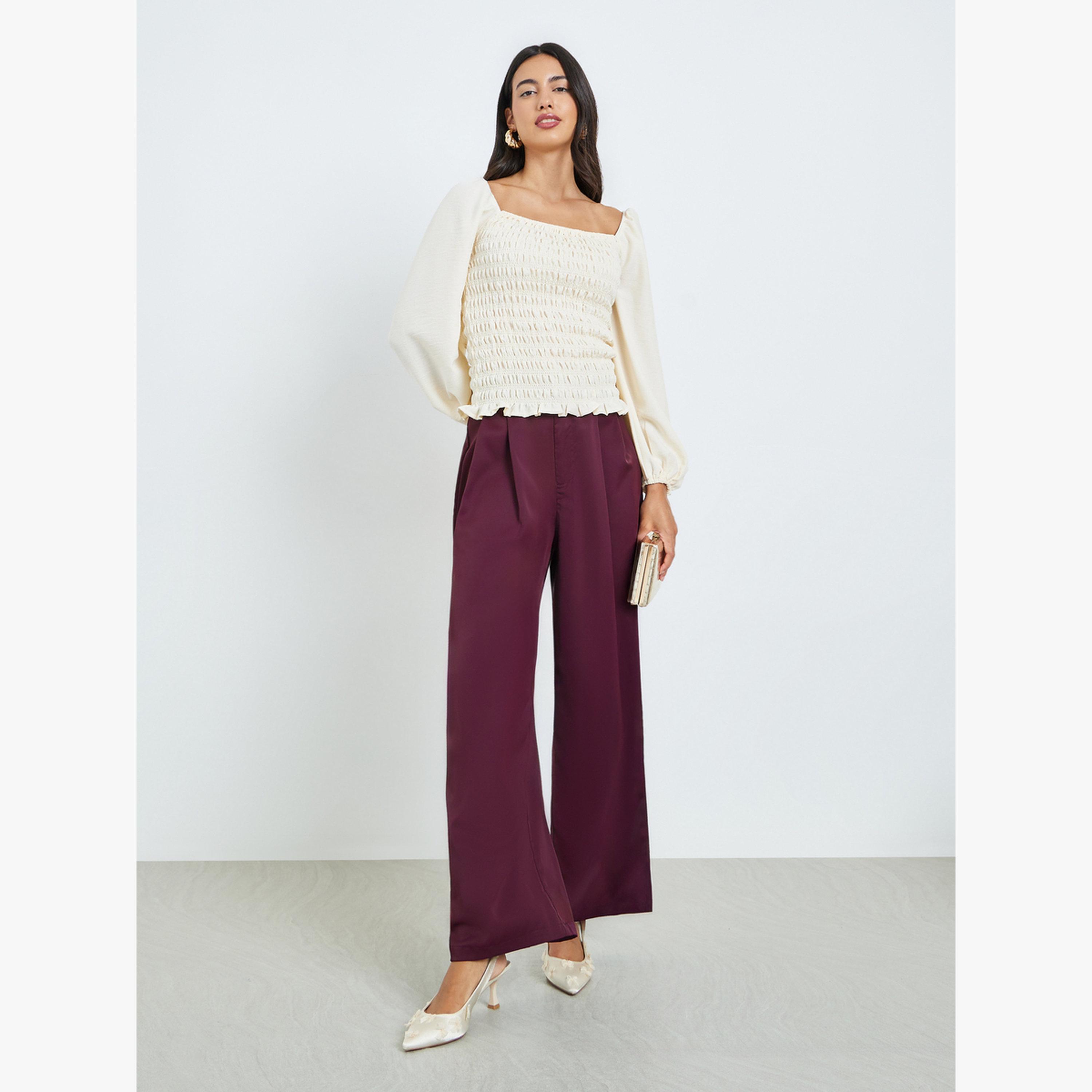 بلوزة بأكمام بالون وتفاصيل مزمومة-women-clothing-shirtsandblouses-blouses-image-2