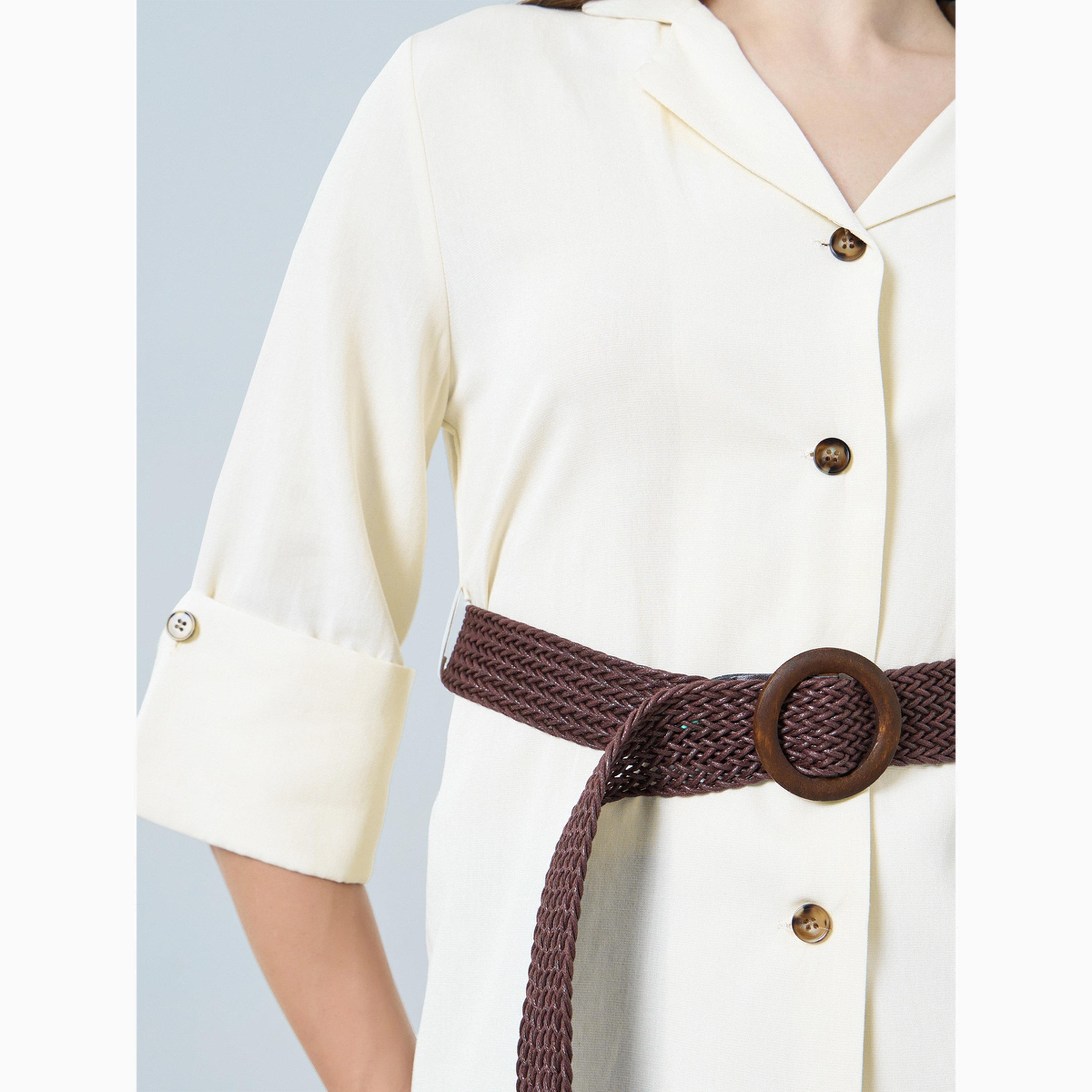 قميص أوف وايت بياقة وأكمام 3/4 مع حزام-women-clothing-shirtsandblouses-blouses-image-3