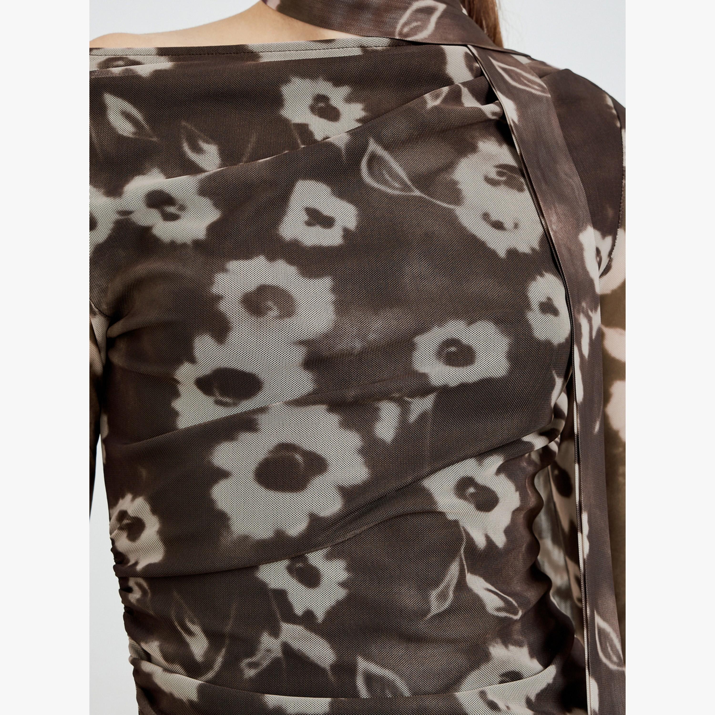 Styli Brown Floral Print Mesh Blouse-women-clothing-shirtsandblouses-blouses-image-6