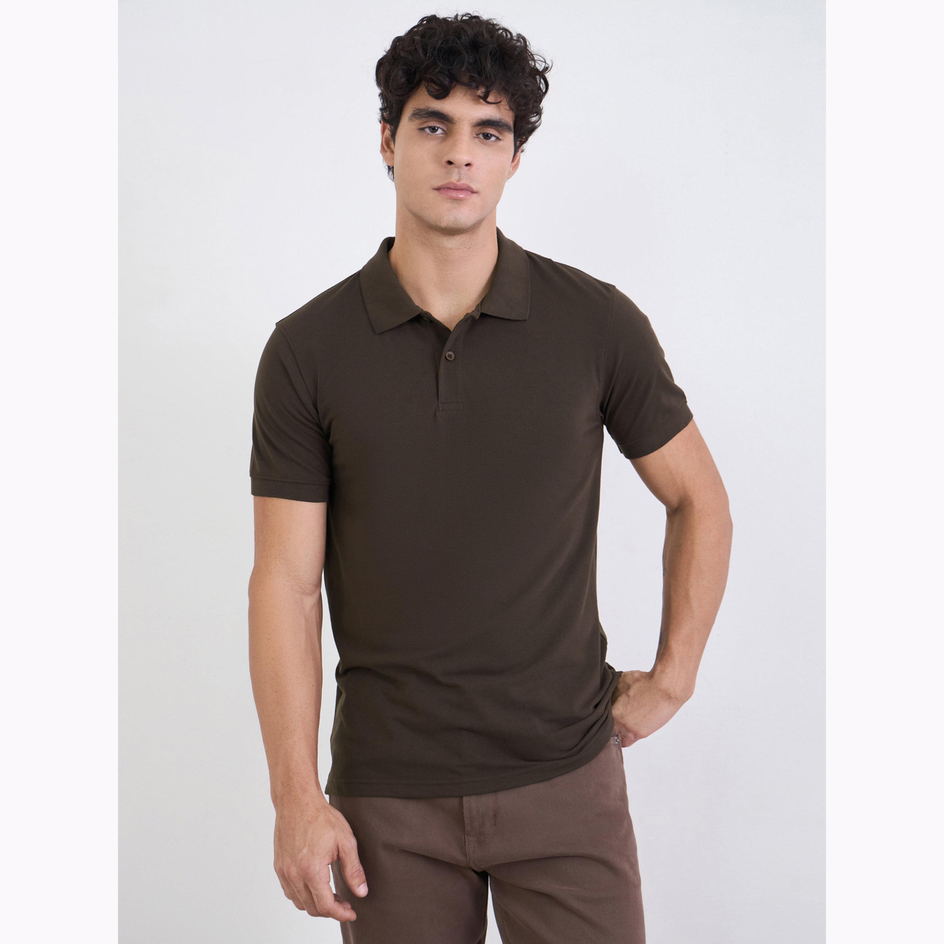 Styli Men Regular Fit Solid Pique Polo with Ribbed Collar-men-clothing-tshirtsandpolos-polos-image-1