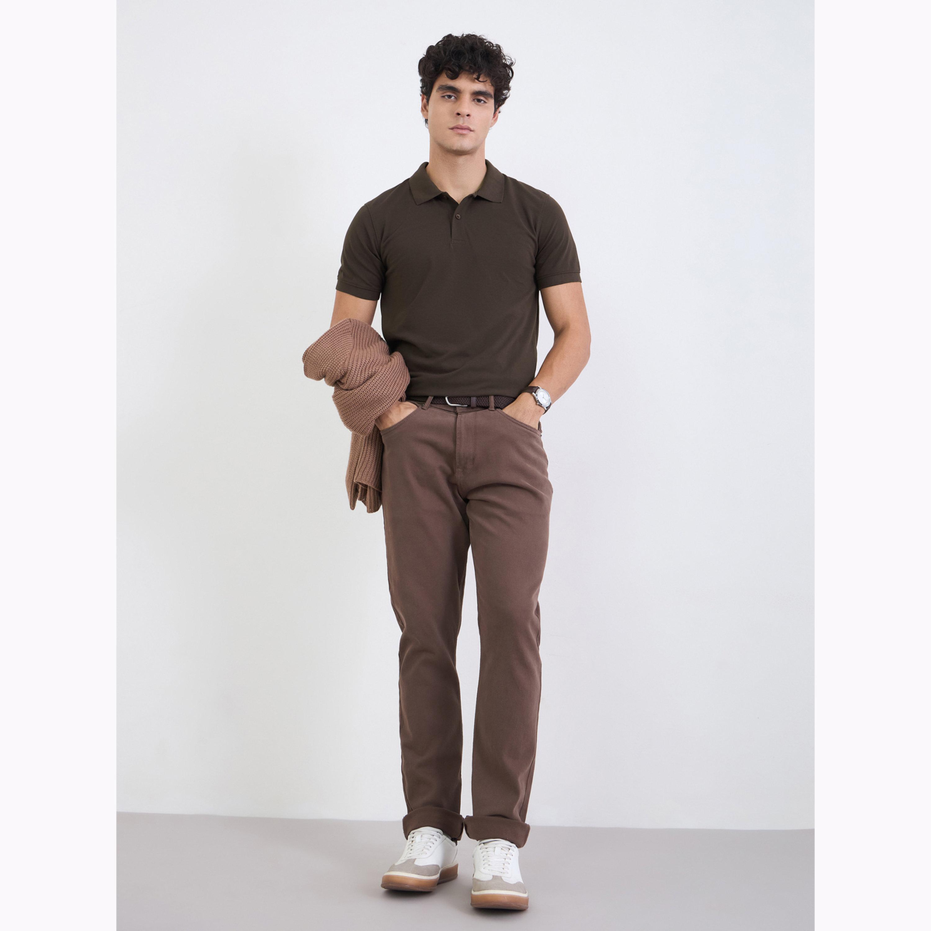 قميص بولو بيكيه سادة وبقصة عادية مع ياقة مضلعة للرجال-men-clothing-tshirtsandpolos-polos-image-4