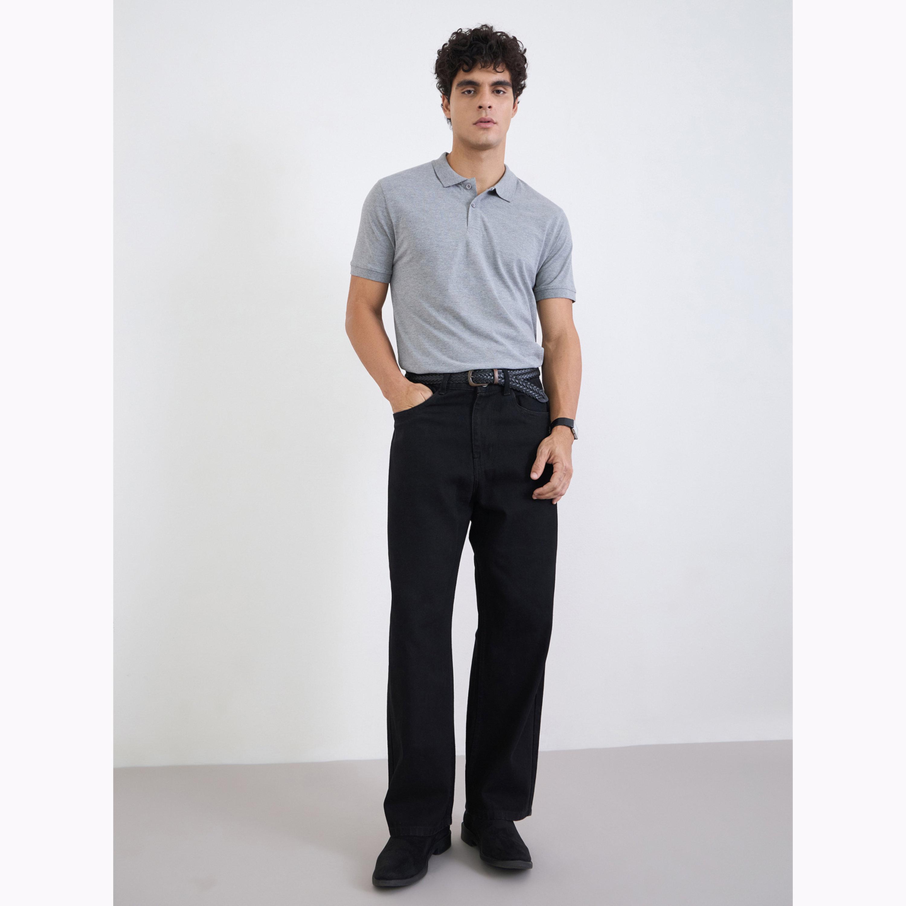 قميص بولو بيكيه سادة وبقصة عادية مع ياقة مضلعة للرجال-men-clothing-tshirtsandpolos-polos-image-2