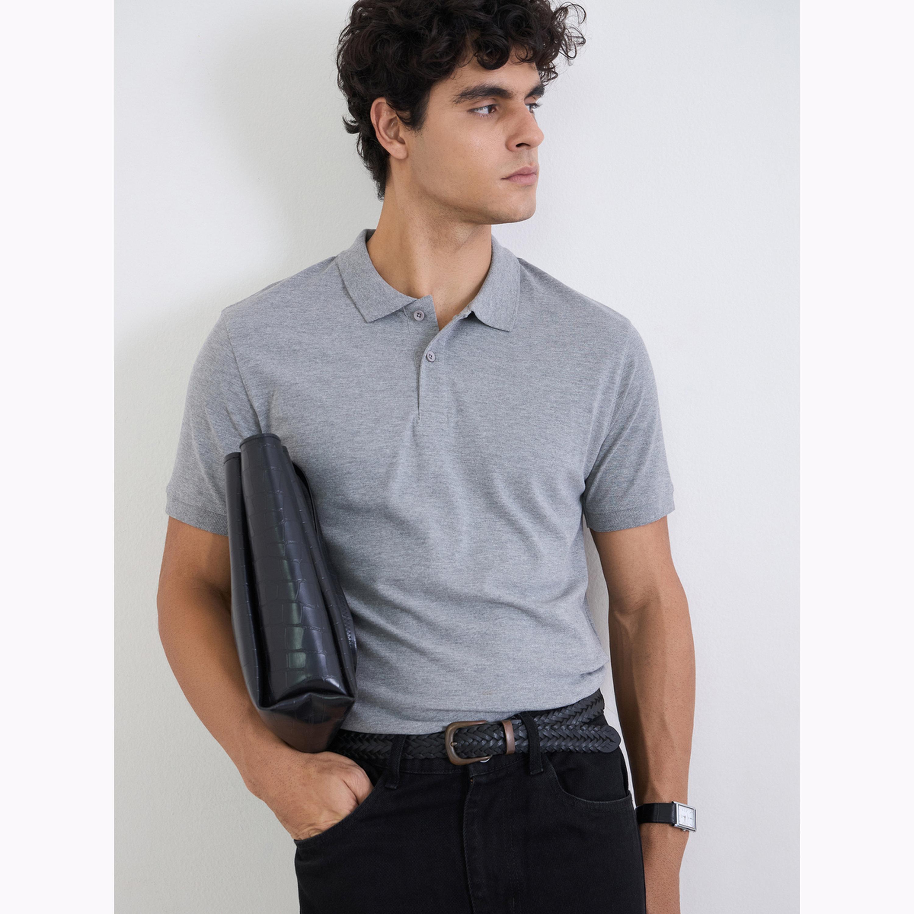 Styli Men Regular Fit Solid Pique Polo with Ribbed Collar-men-clothing-tshirtsandpolos-polos-image-5