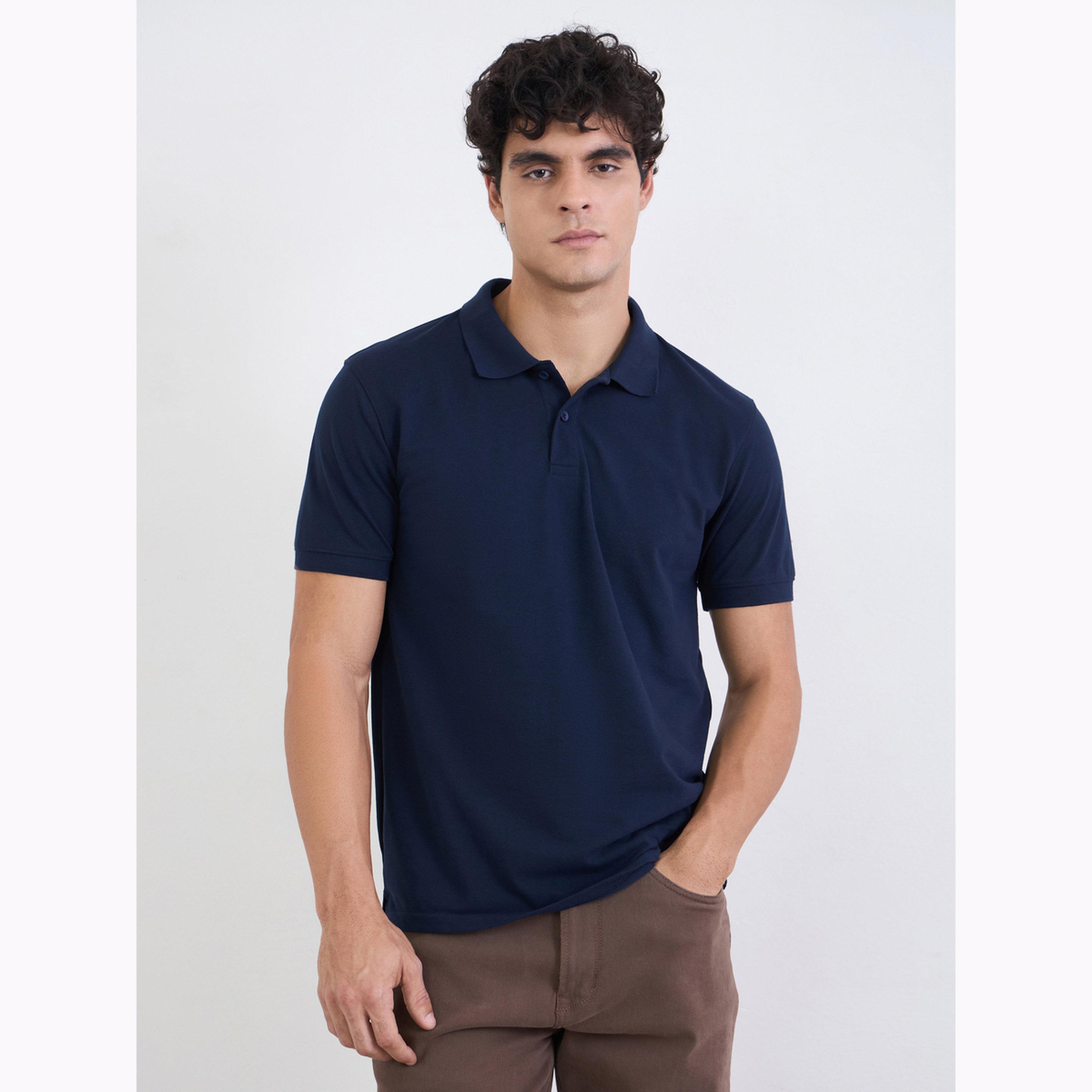 Styli Men Regular Fit Solid Pique Polo with Ribbed Collar-men-clothing-tshirtsandpolos-polos-image-1