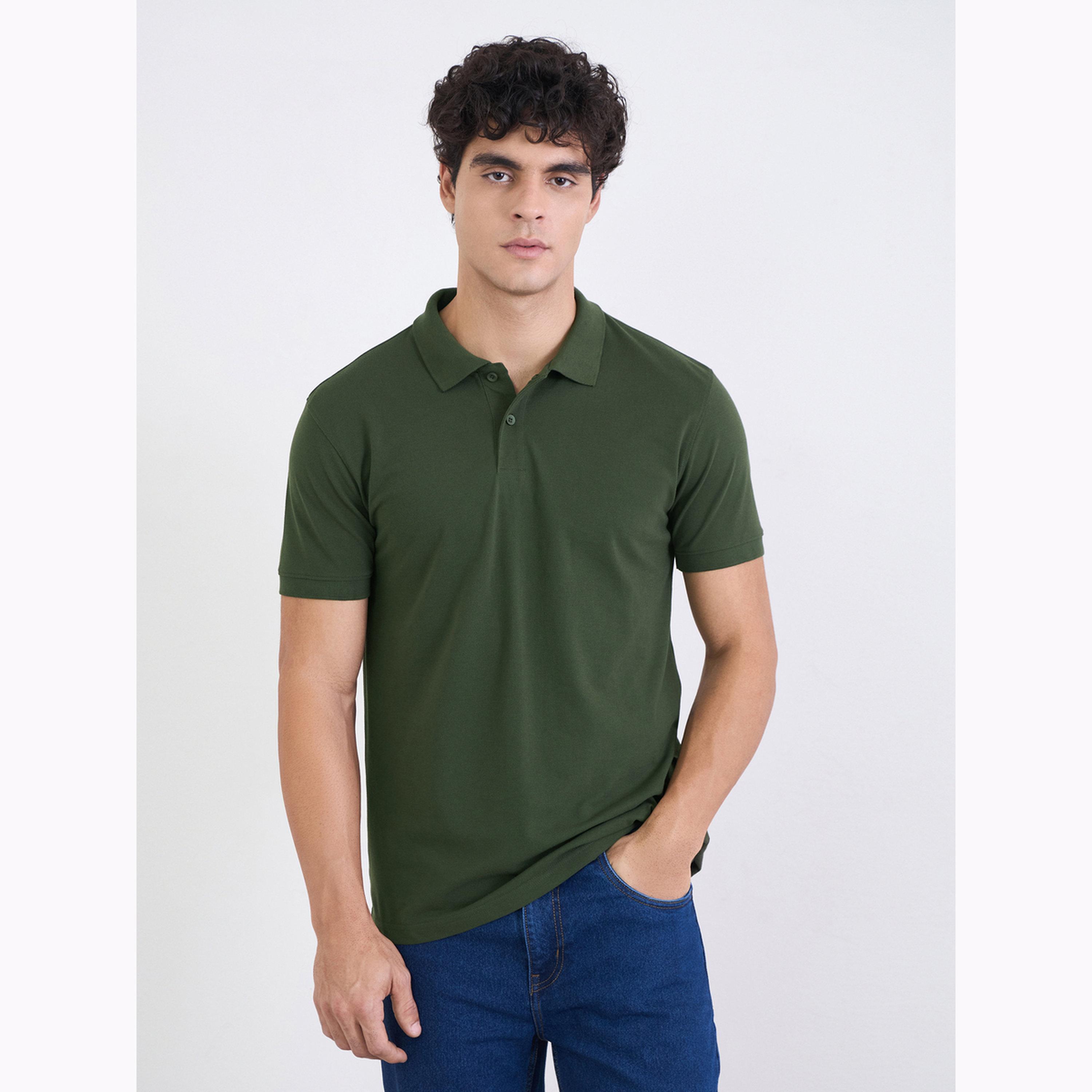 Styli Men Regular Fit Solid Pique Polo with Ribbed Collar-men-clothing-tshirtsandpolos-polos-image-1