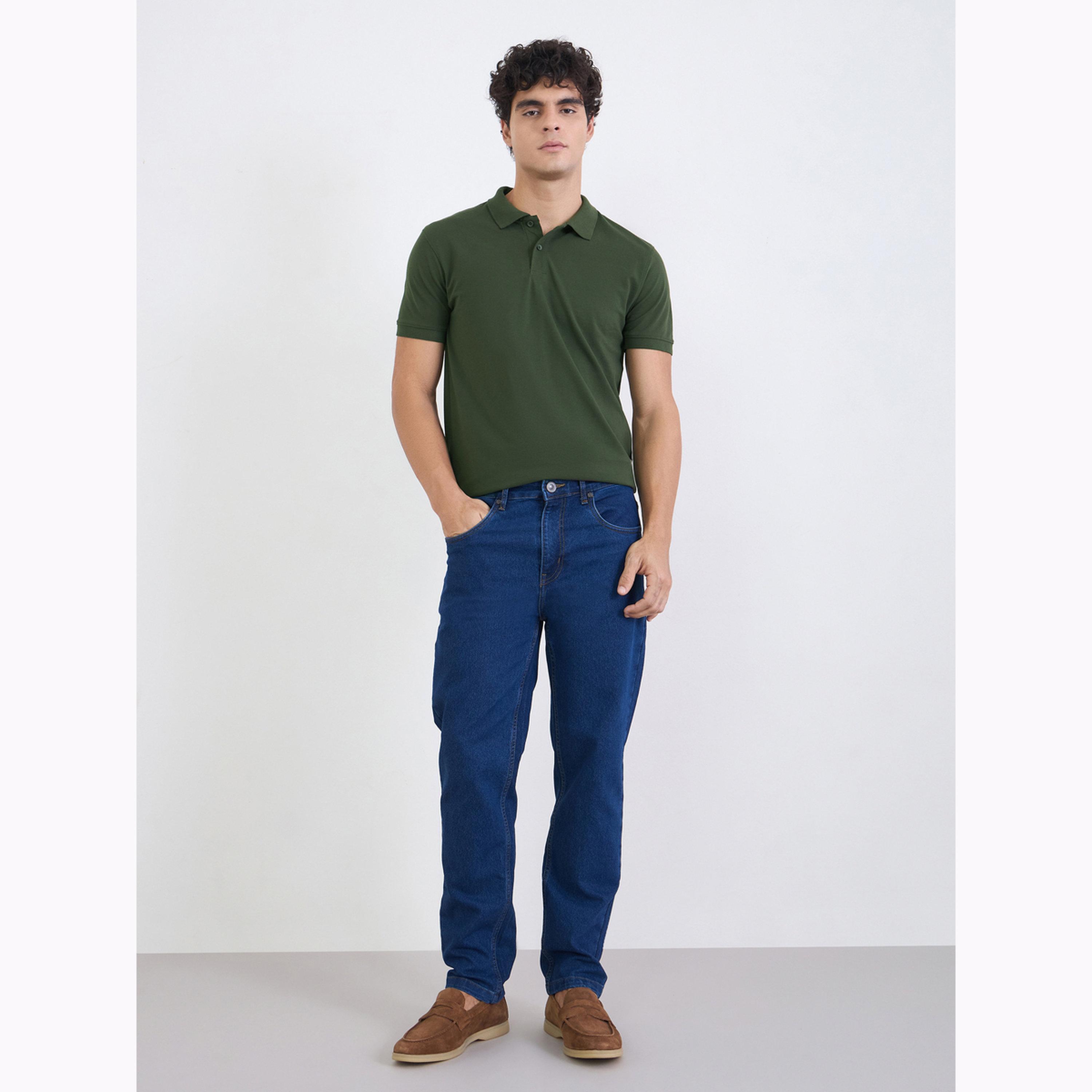 Styli Men Regular Fit Solid Pique Polo with Ribbed Collar-men-clothing-tshirtsandpolos-polos-image-2