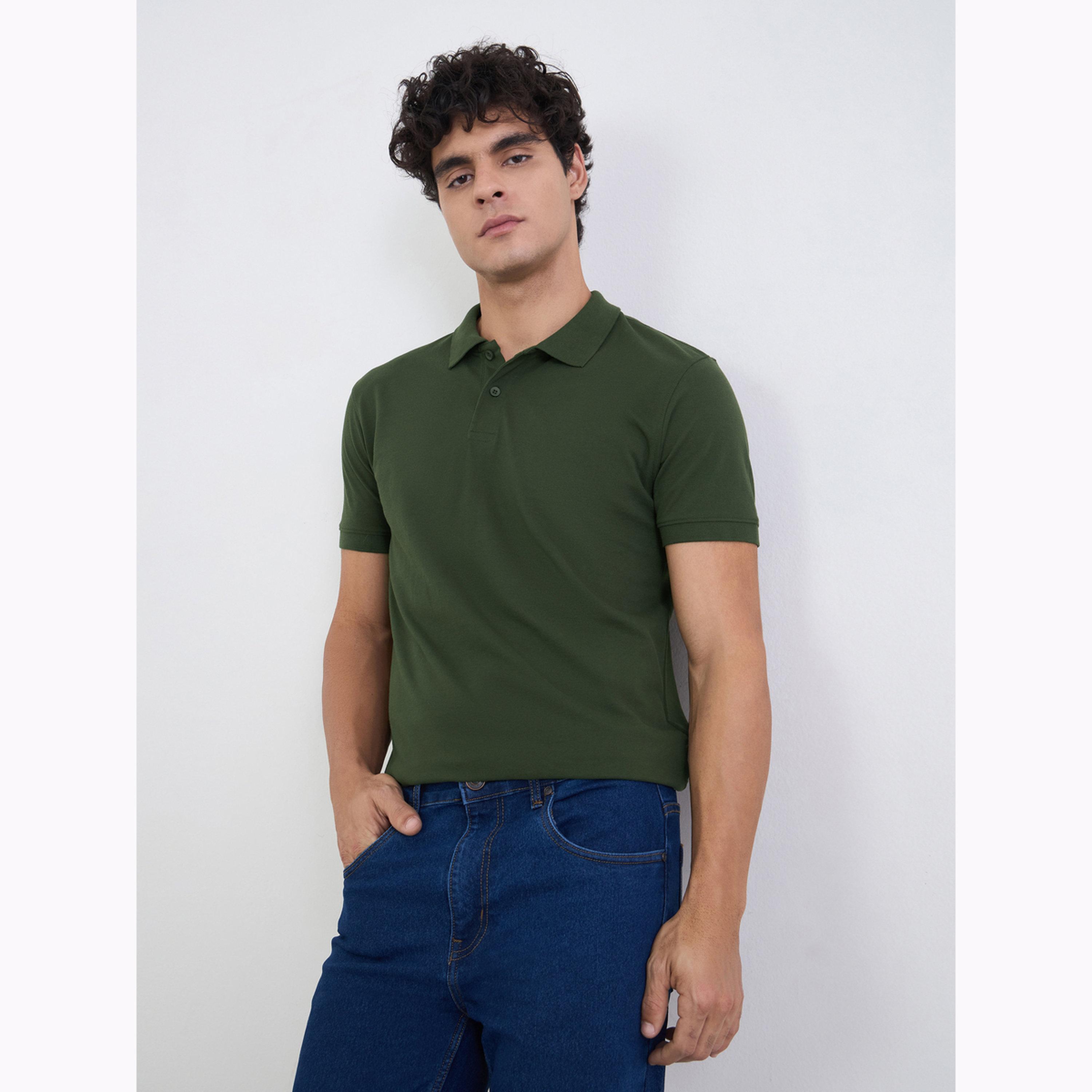 Styli Men Regular Fit Solid Pique Polo with Ribbed Collar-men-clothing-tshirtsandpolos-polos-image-3