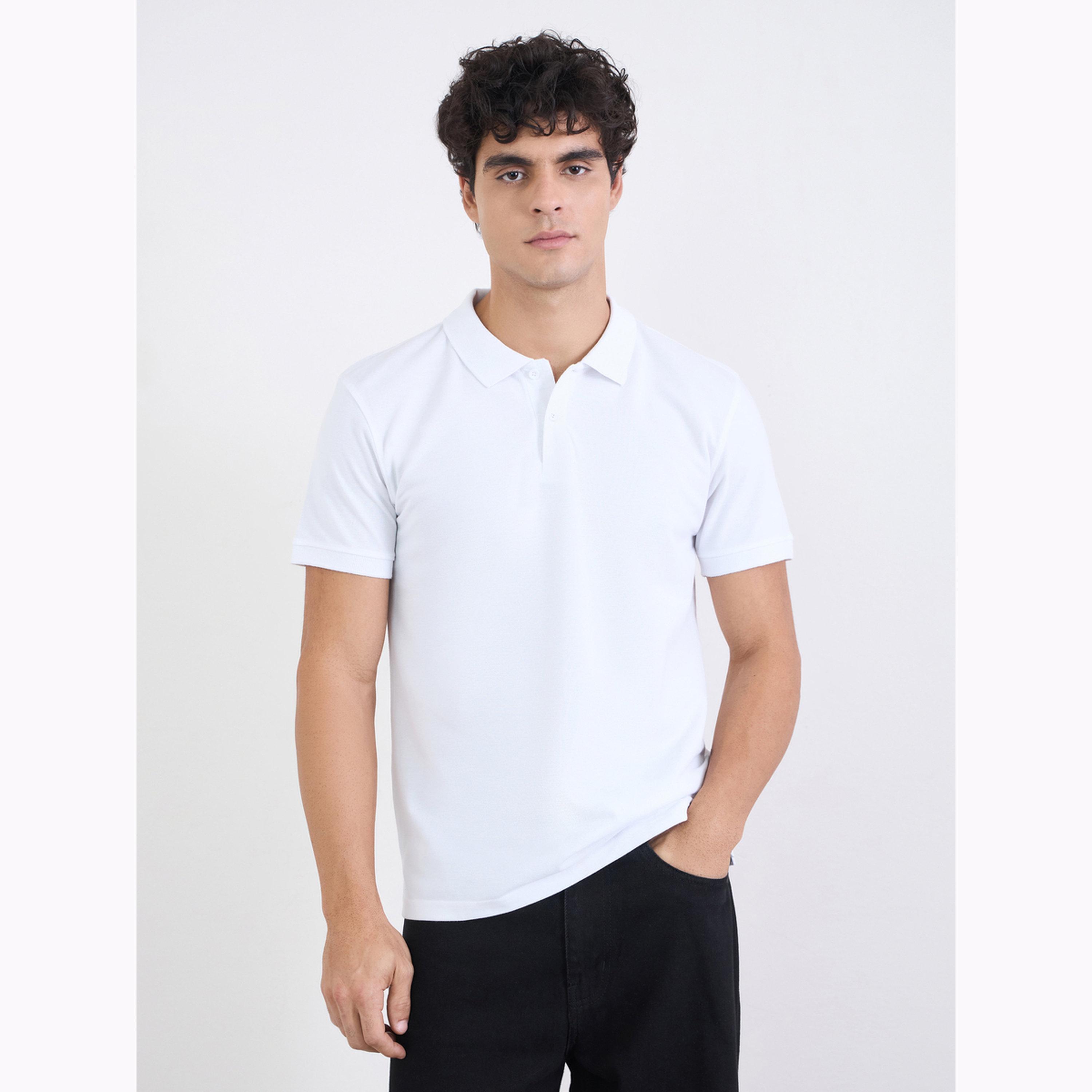 Styli Men Regular Fit Solid Pique Polo with Ribbed Collar-men-clothing-tshirtsandpolos-polos-image-1