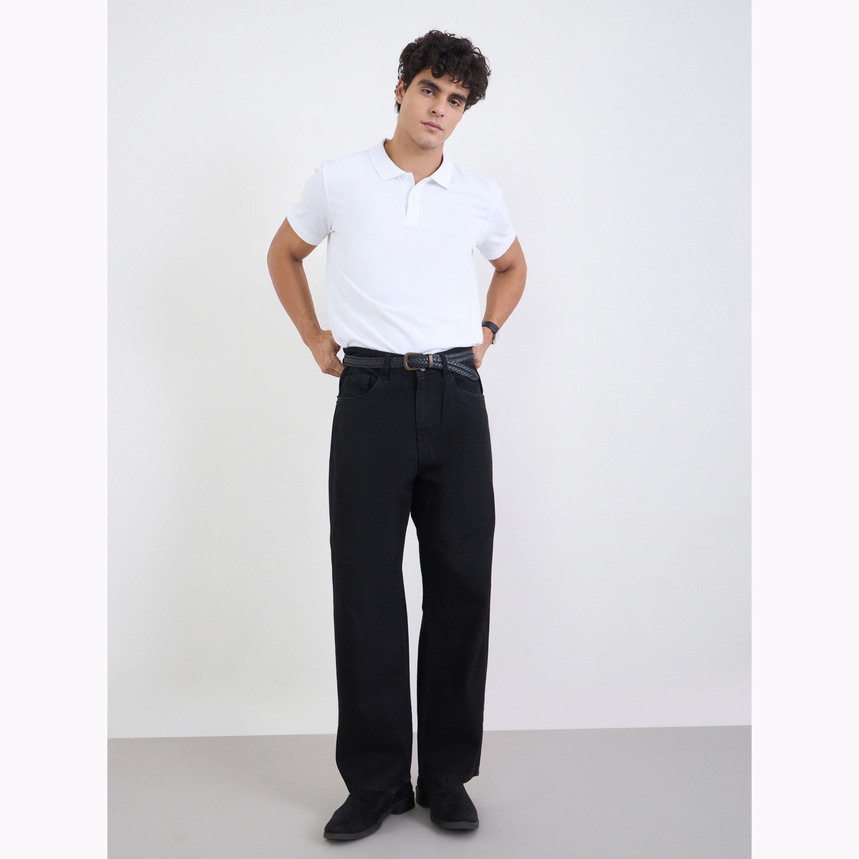 قميص بولو بيكيه سادة وبقصة عادية مع ياقة مضلعة للرجال-men-clothing-tshirtsandpolos-polos-image-2