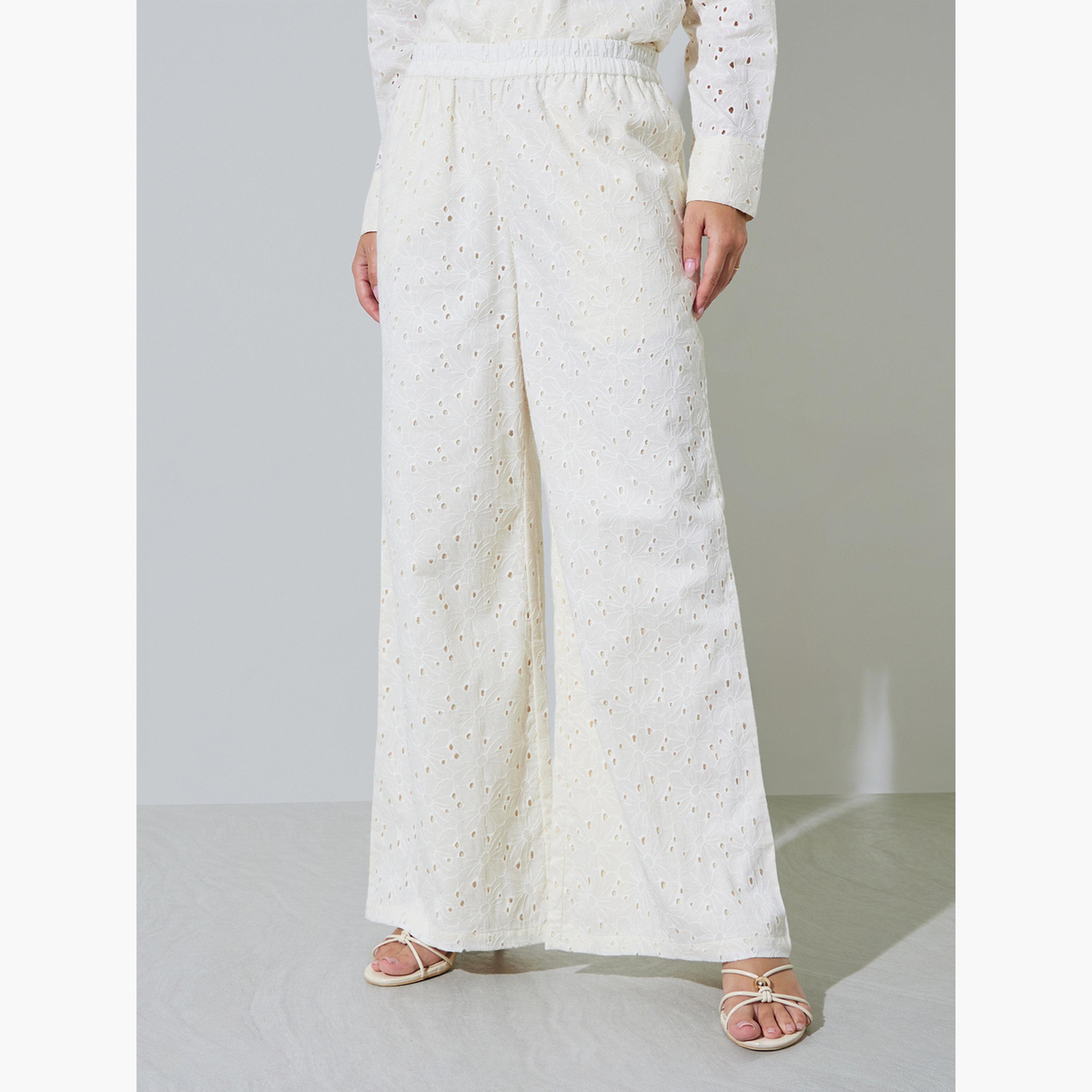 Styli Off White Cotton Schiffli Top and Pants Set-women-clothing-coordsets-image-5