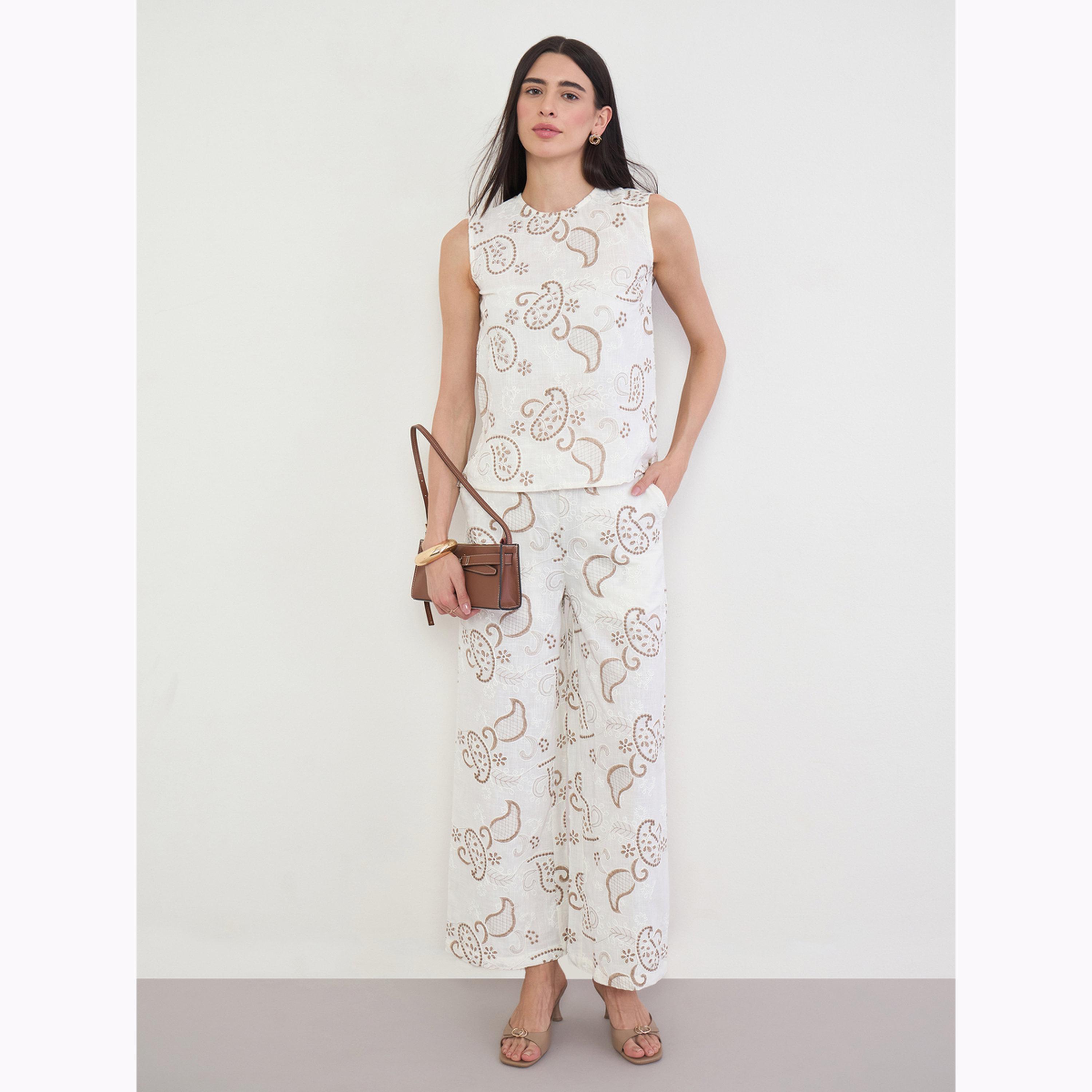 Styli Paisley Embroidered Top and Trousers Co-Ords-women-clothing-coordsets-image-1