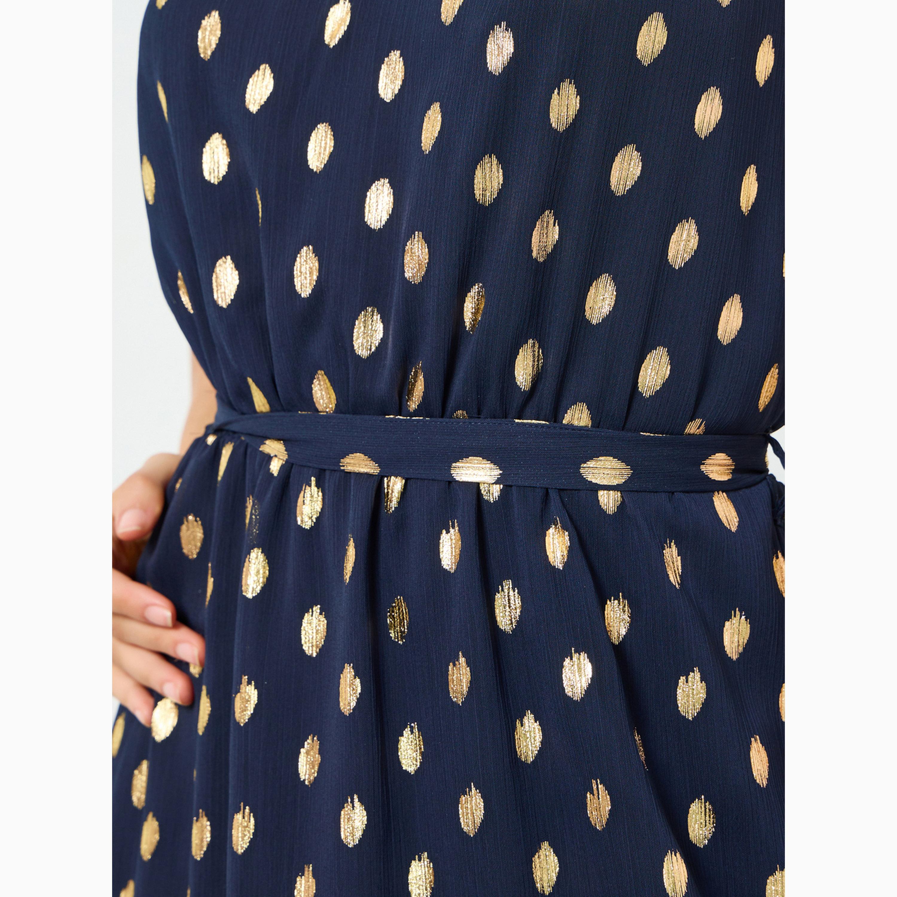 فستان طويل بطبعة فويل وحزام ربط-women-clothing-dresses-image-4
