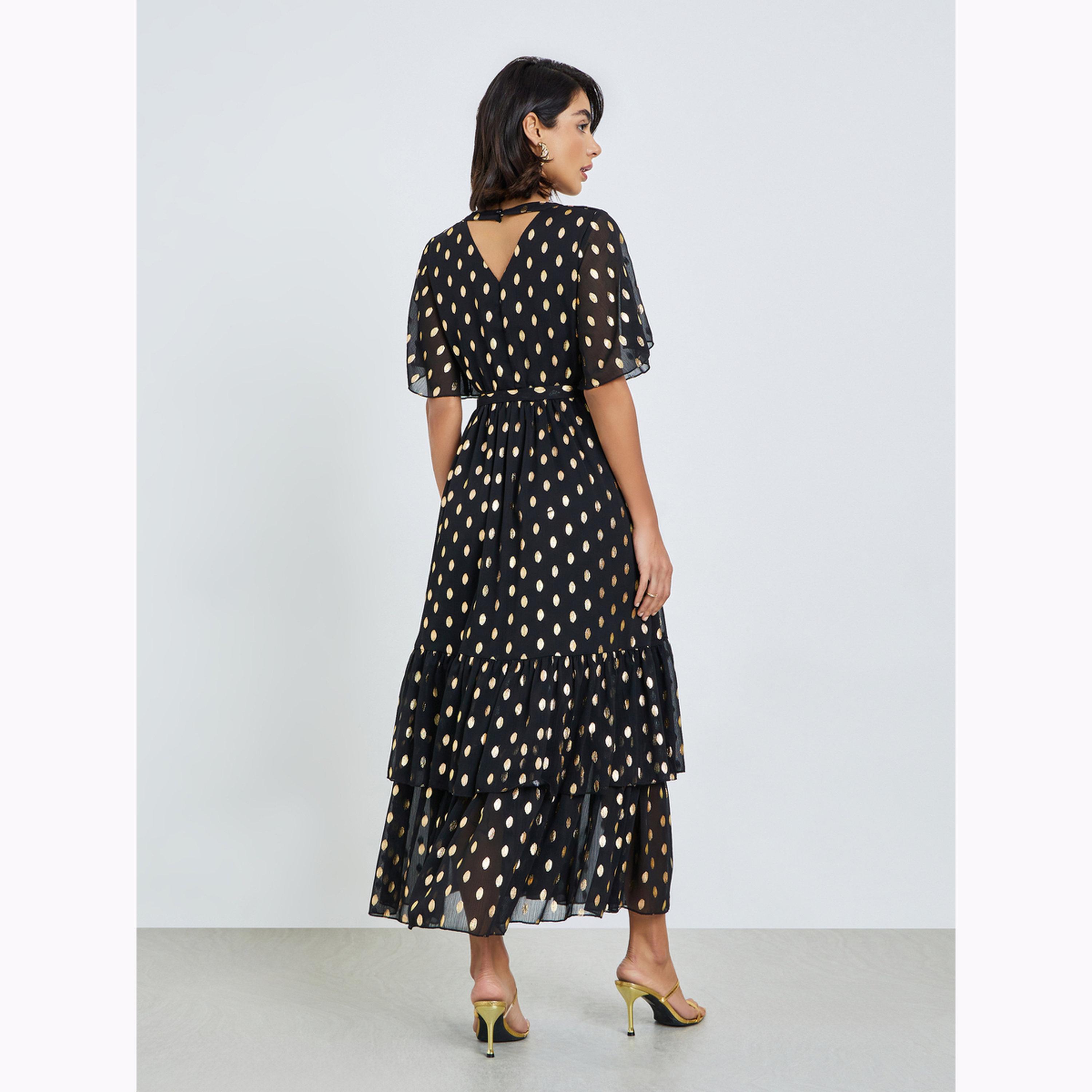 فستان طويل متعدد الطبقات بطبعة نقاط فويل-women-clothing-dresses-image-4