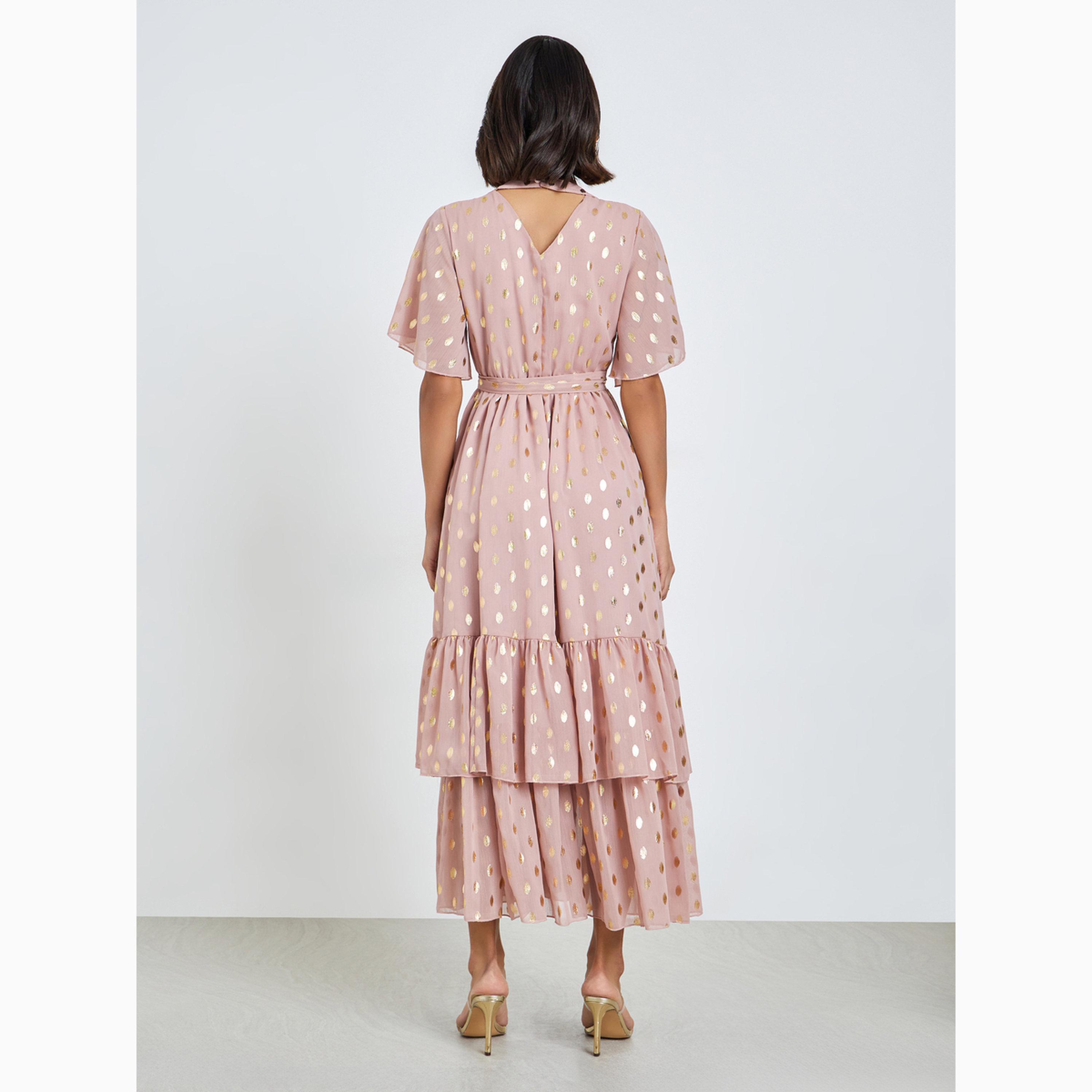 فستان طويل متعدد الطبقات بطبعة نقاط فويل-women-clothing-dresses-image-4