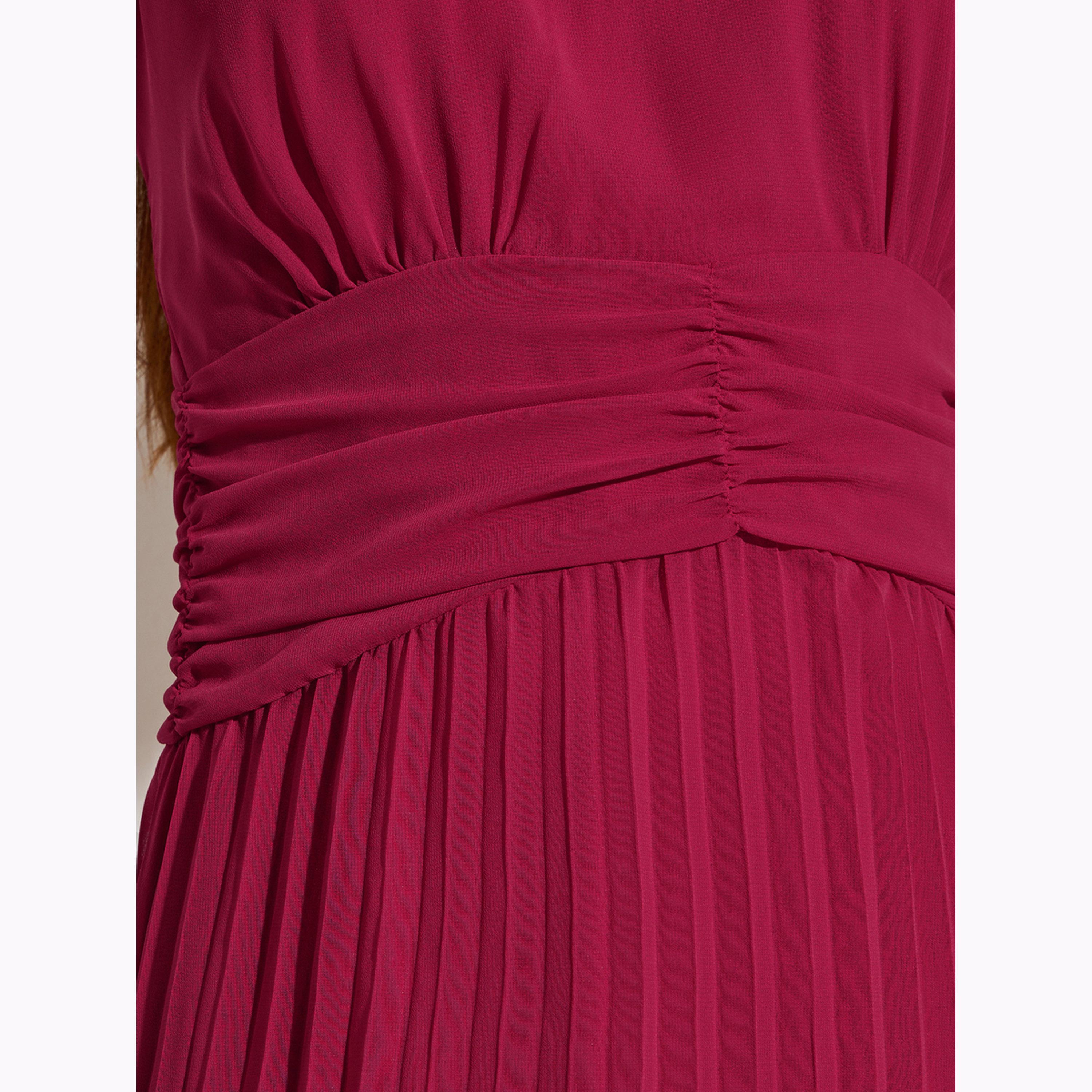 فستان طويل أحمر بكسرات وحمالات-women-clothing-dresses-image-5