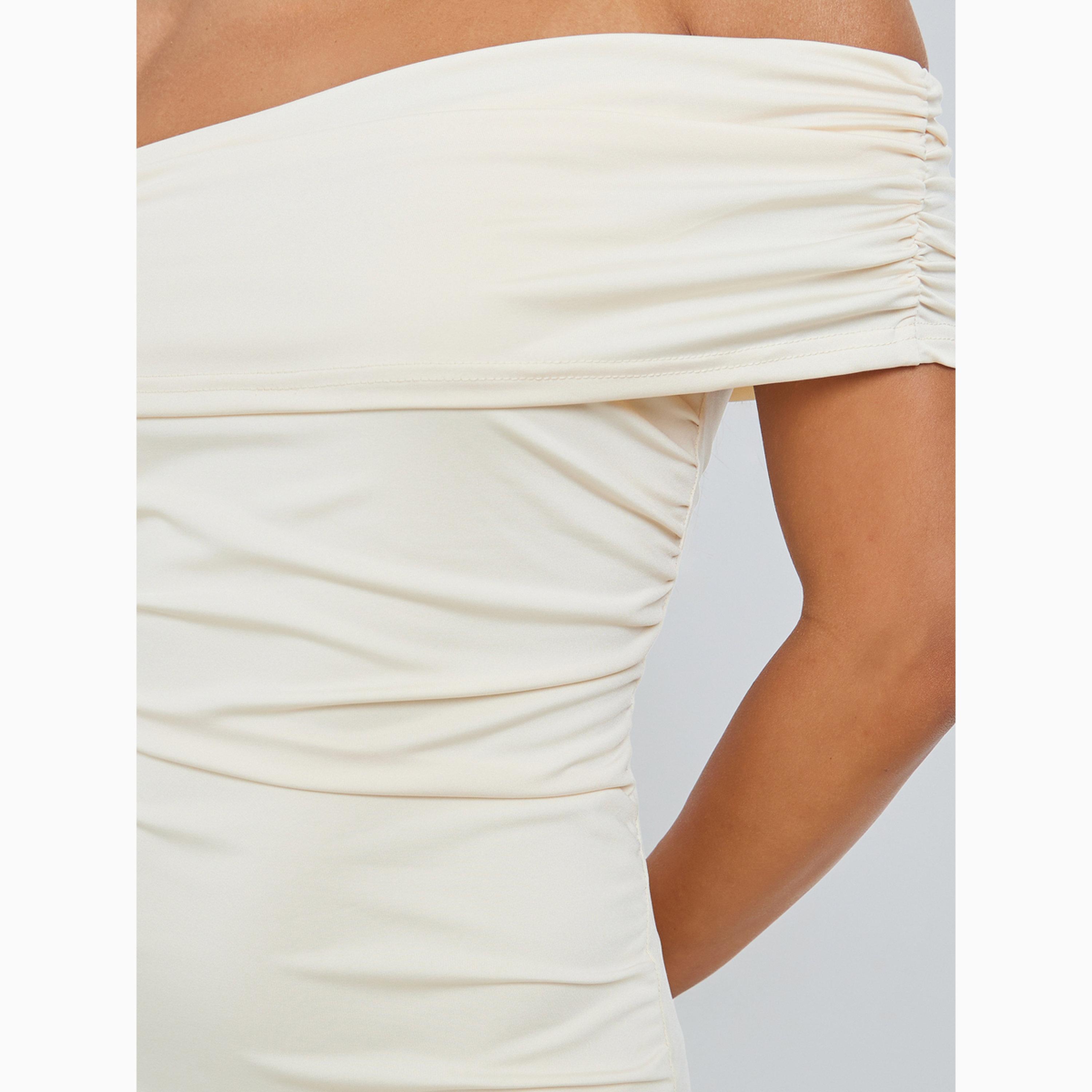 Styli Off White Gathered Off-Shoulder Maxi Dress-women-clothing-dresses-image-3