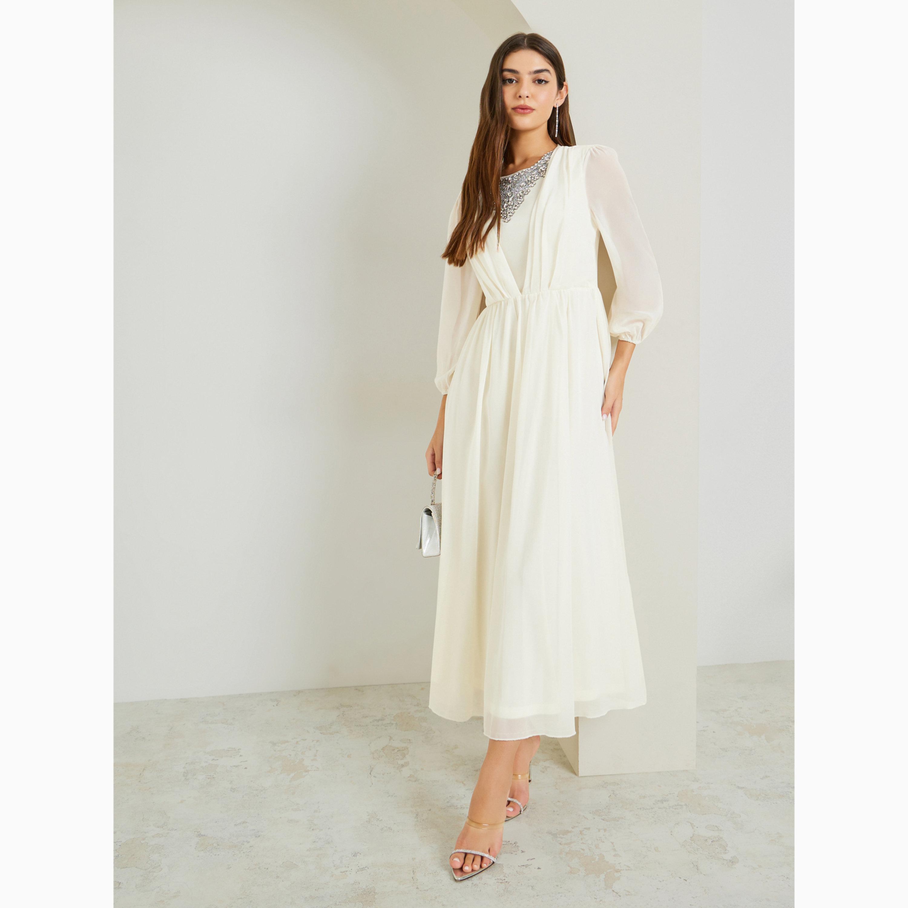 فستان طويل مزين بأكمام طويلة-women-clothing-dresses-image-3