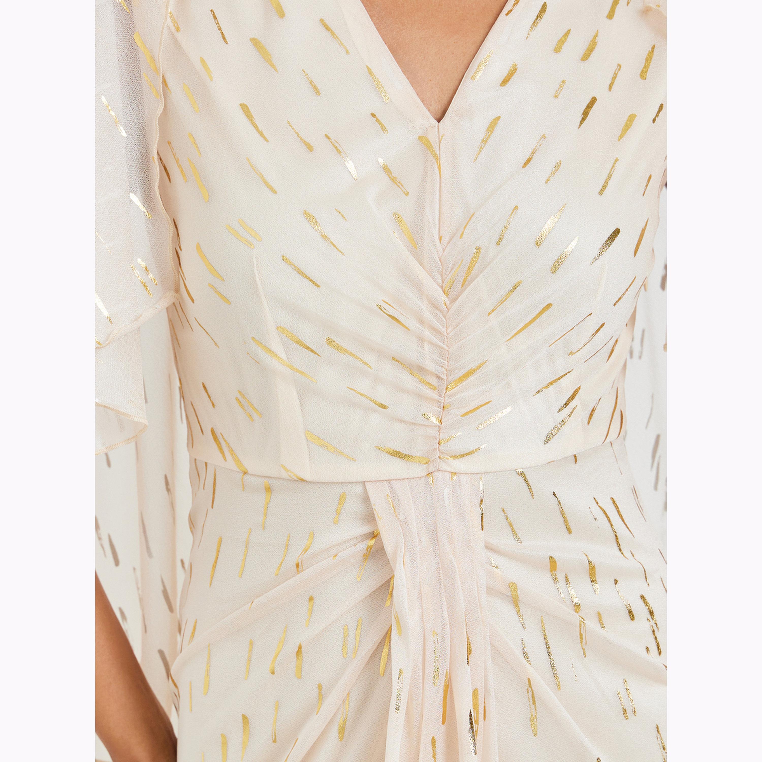 Styli Cream Foil Print Cape Sleeve Maxi Dress-women-clothing-dresses-image-5