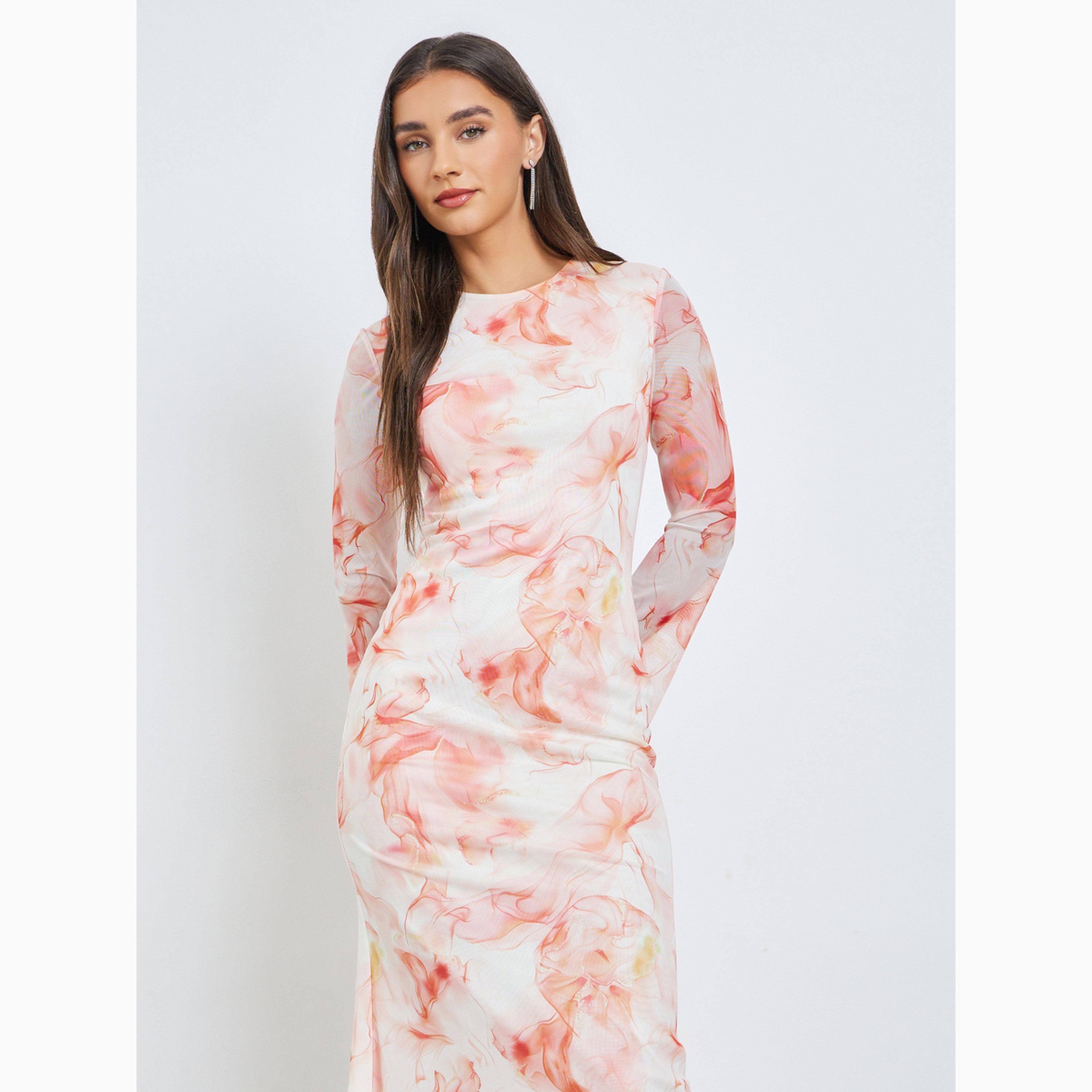 فستان طويل بقصة ضيقة ونقشة رخامية-women-clothing-dresses-image-2