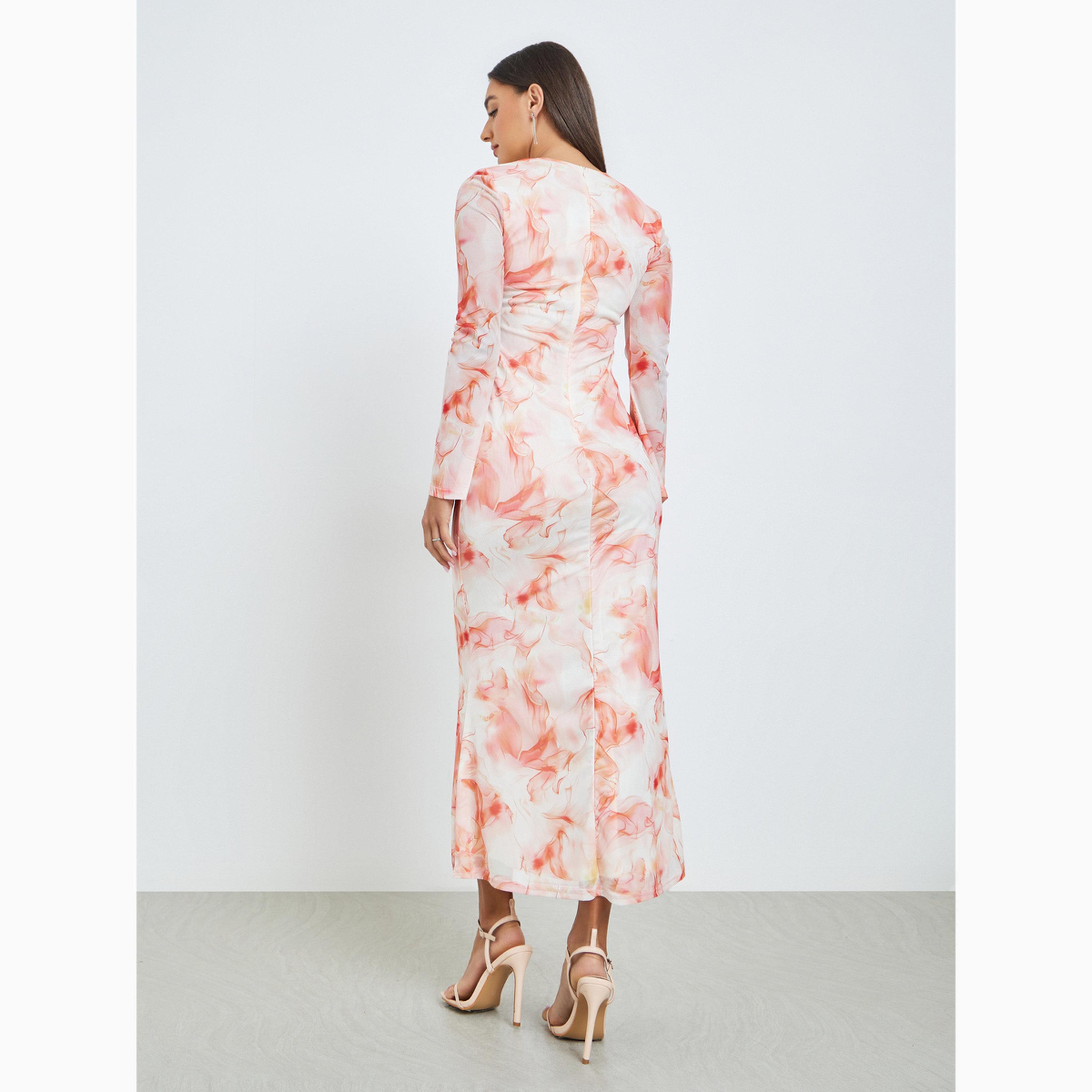 فستان طويل بقصة ضيقة ونقشة رخامية-women-clothing-dresses-image-4