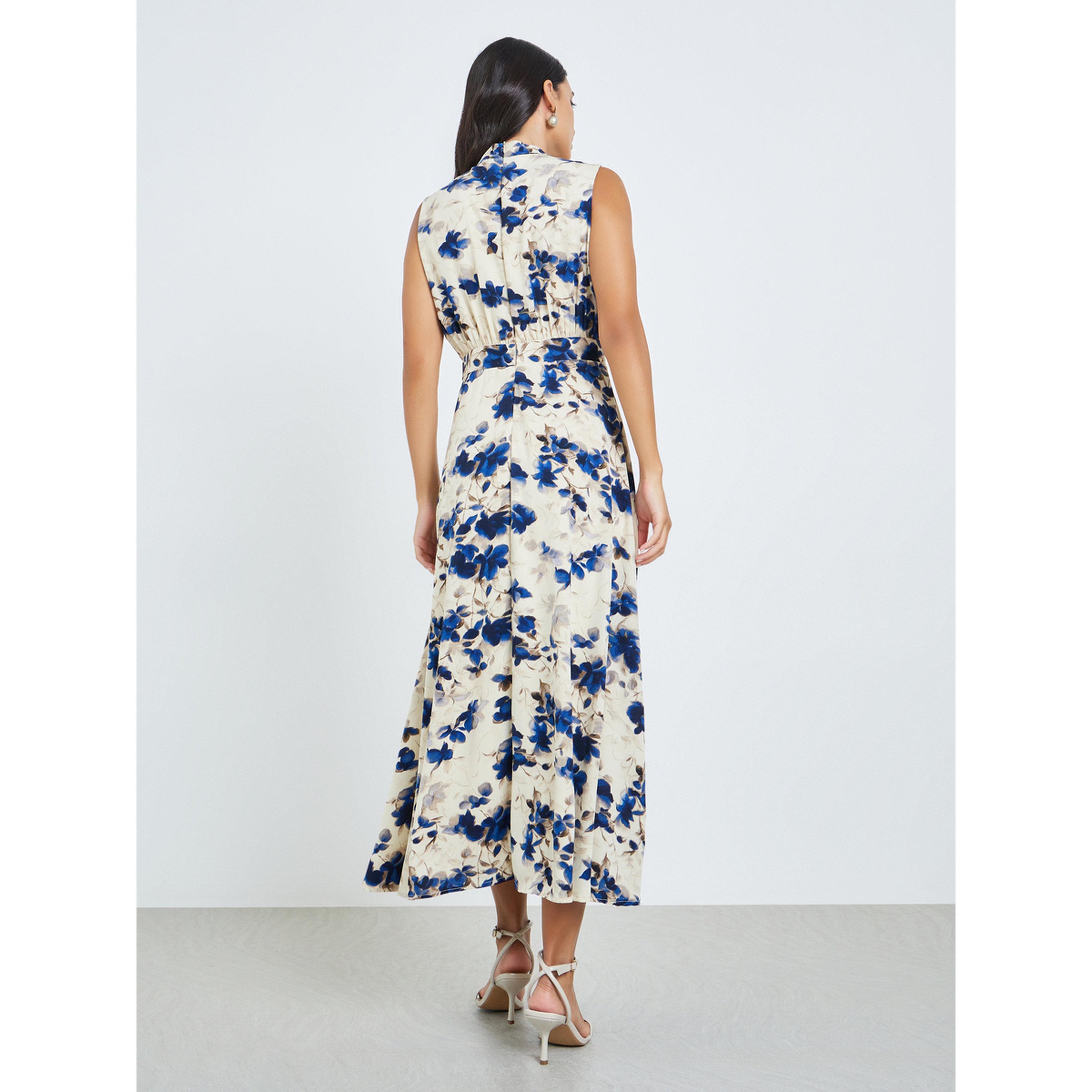 ستايلي - فستان ماكسي بدون أكمام تصميم A مزين بالزهور-women-clothing-dresses-image-3
