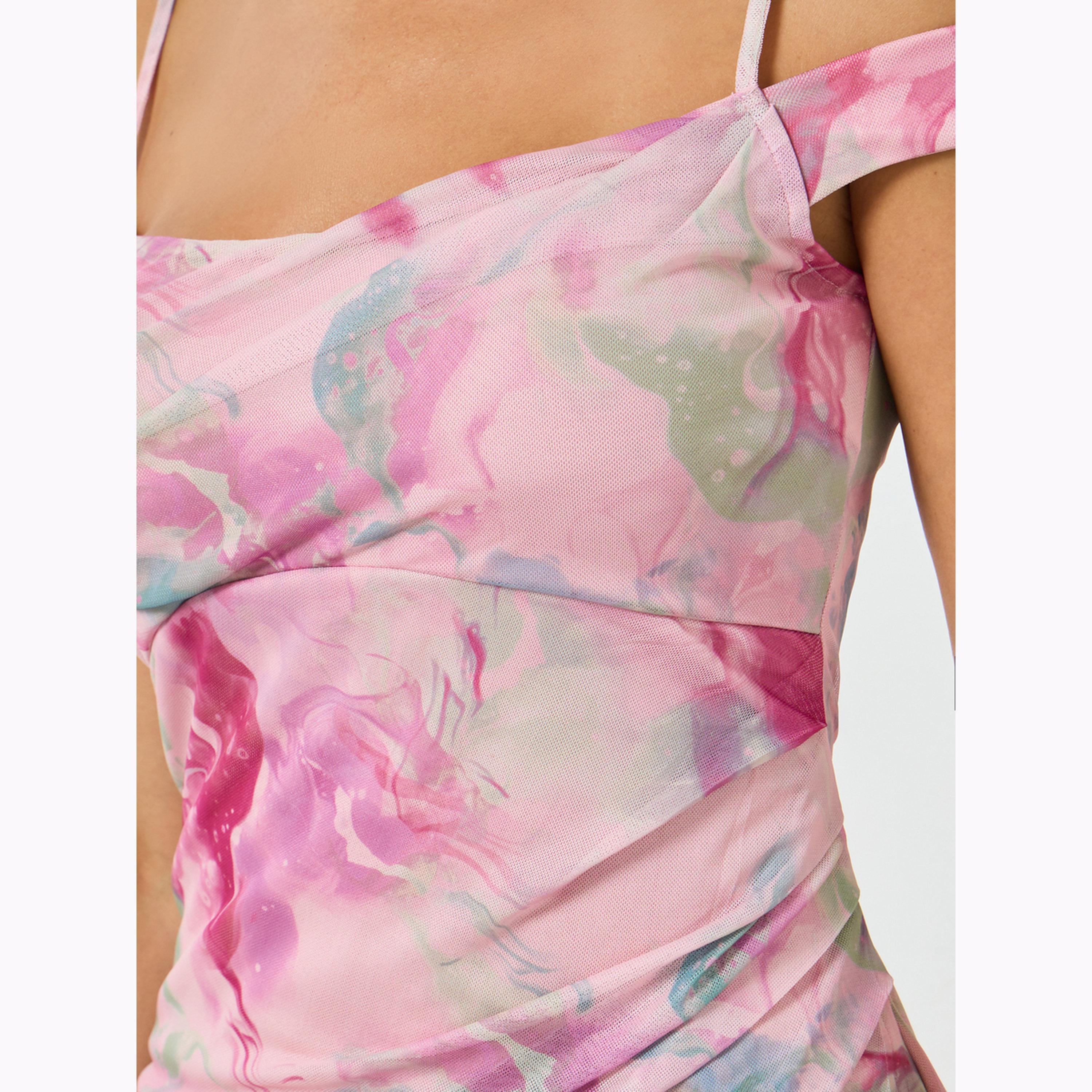 Styli Pink Floral Cold Shoulder Sleeve Bodycon Maxi Dress-women-clothing-dresses-image-5