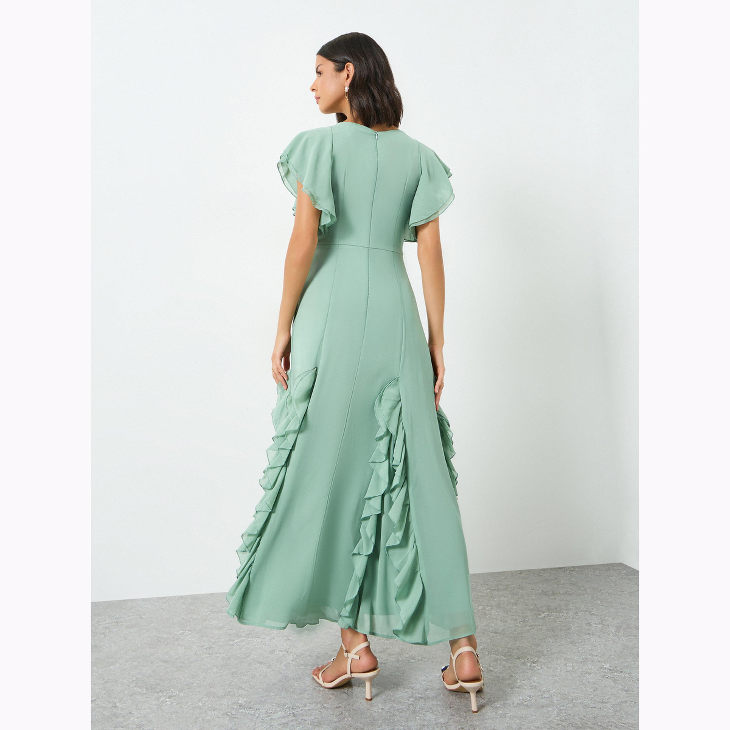 Styli Green Ruffled Maxi Dress-women-clothing-dresses-image-4