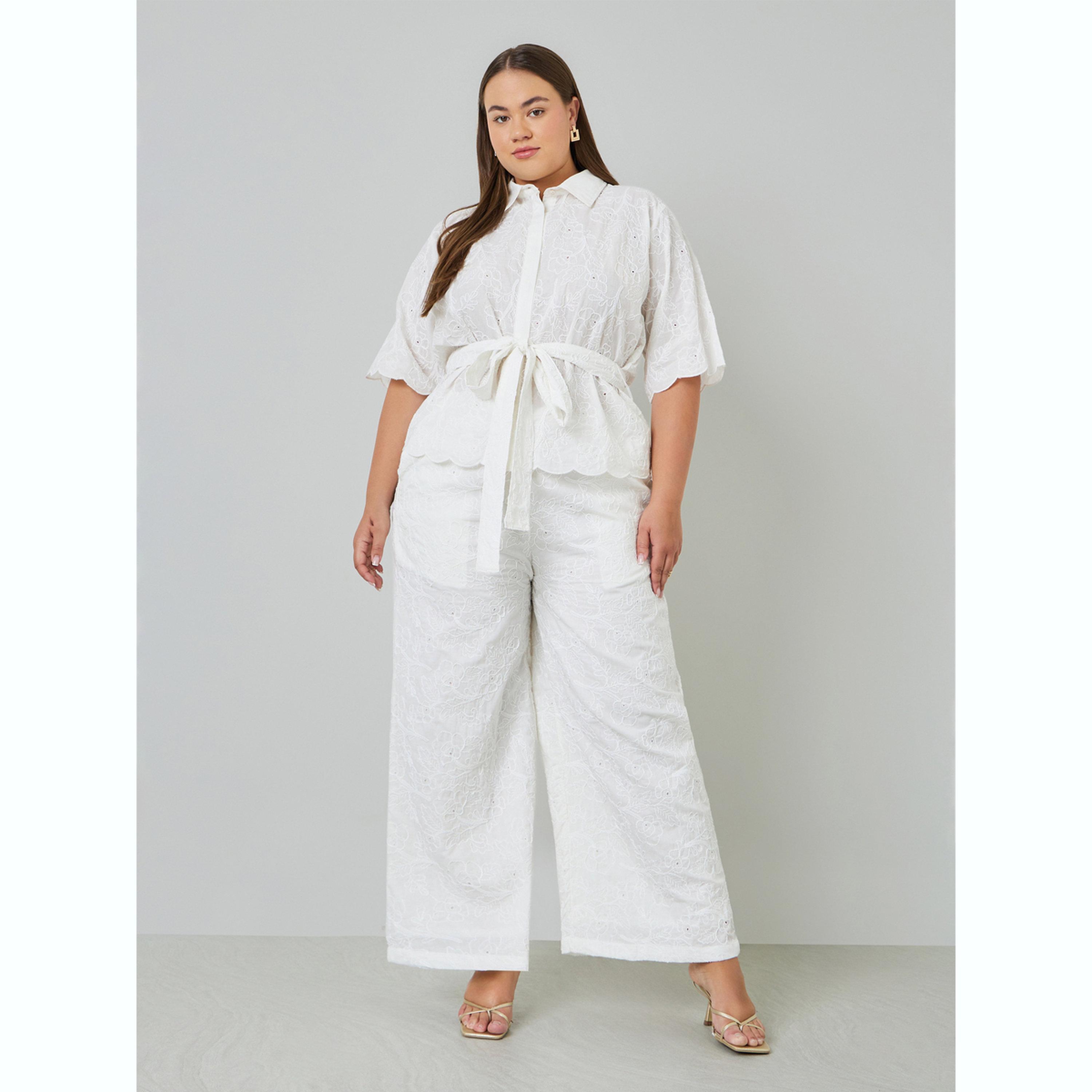 Styli Plus Size Embroidered Shirt with Tie-Belt-women-clothing-shirtsandblouses-shirts-image-2