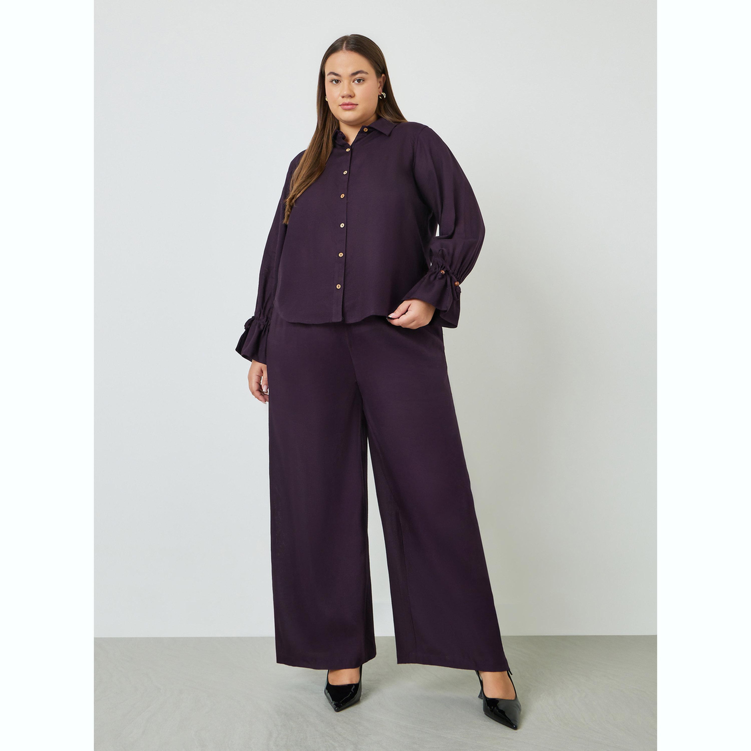 قميص قطني بأكمام ذات أساور برباط بمقاس كبير-women-clothing-shirtsandblouses-shirts-image-2