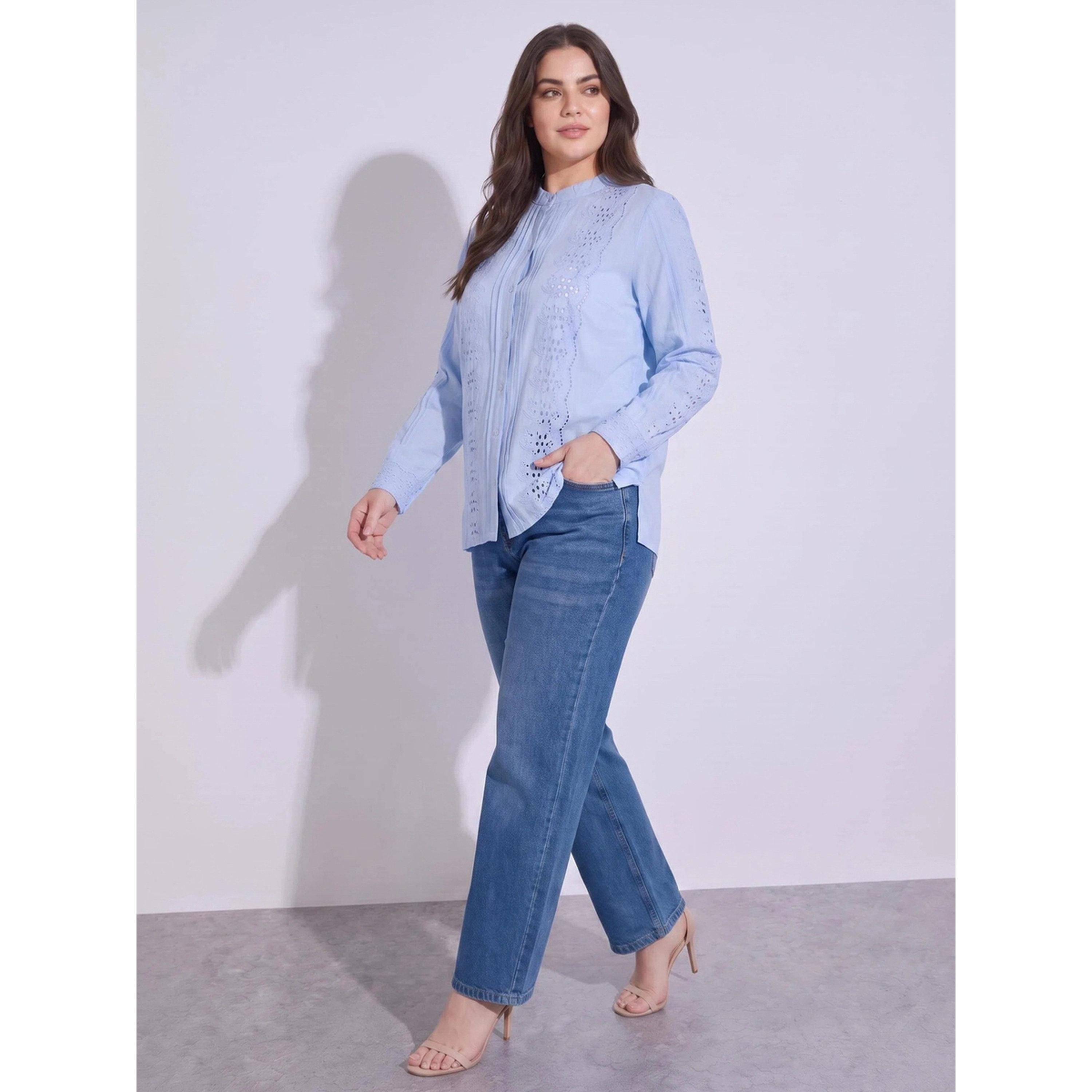 Styli Embroided Regular Fit Stand Collar Blouse-women-clothing-shirtsandblouses-blouses-image-2