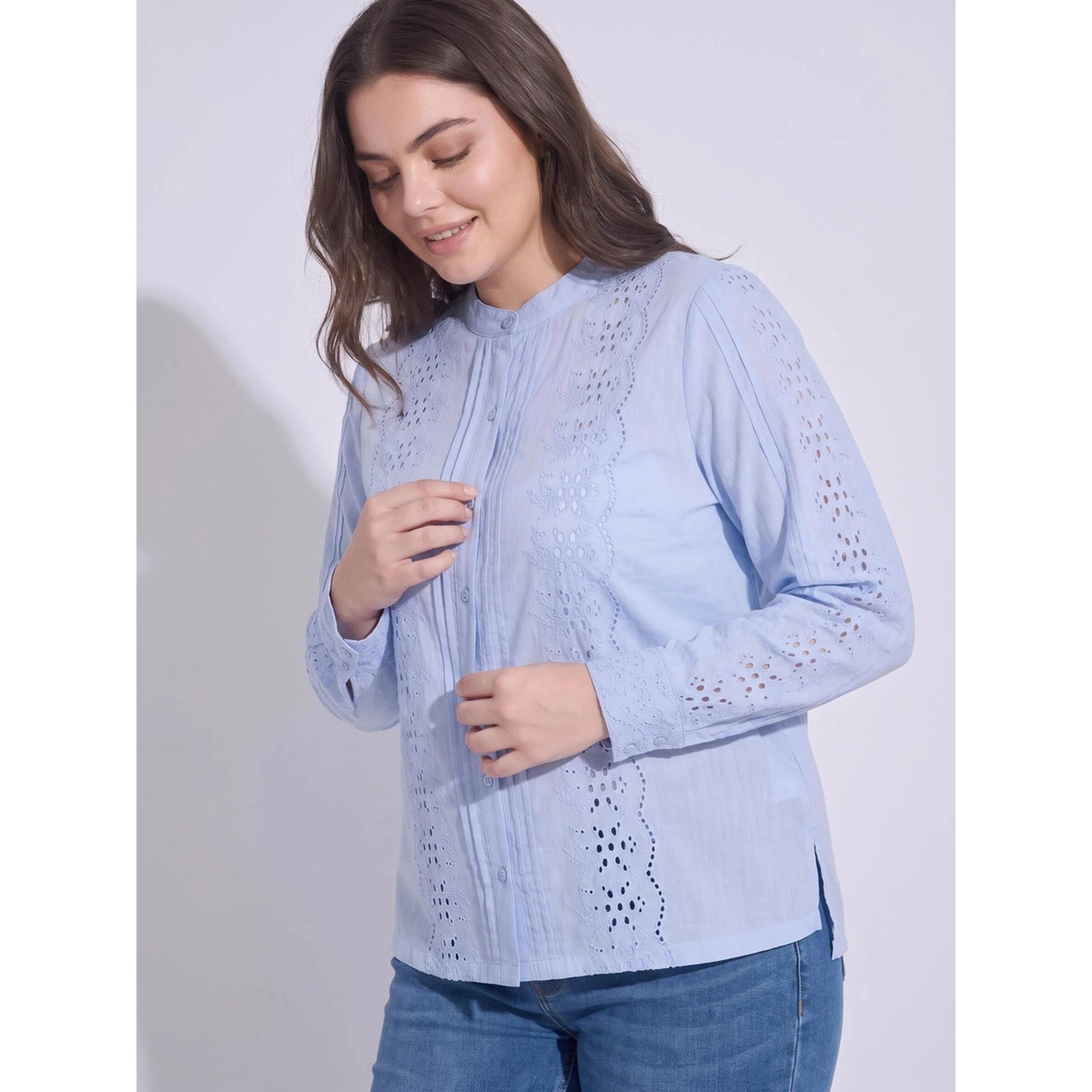 Styli Embroided Regular Fit Stand Collar Blouse-women-clothing-shirtsandblouses-blouses-image-5