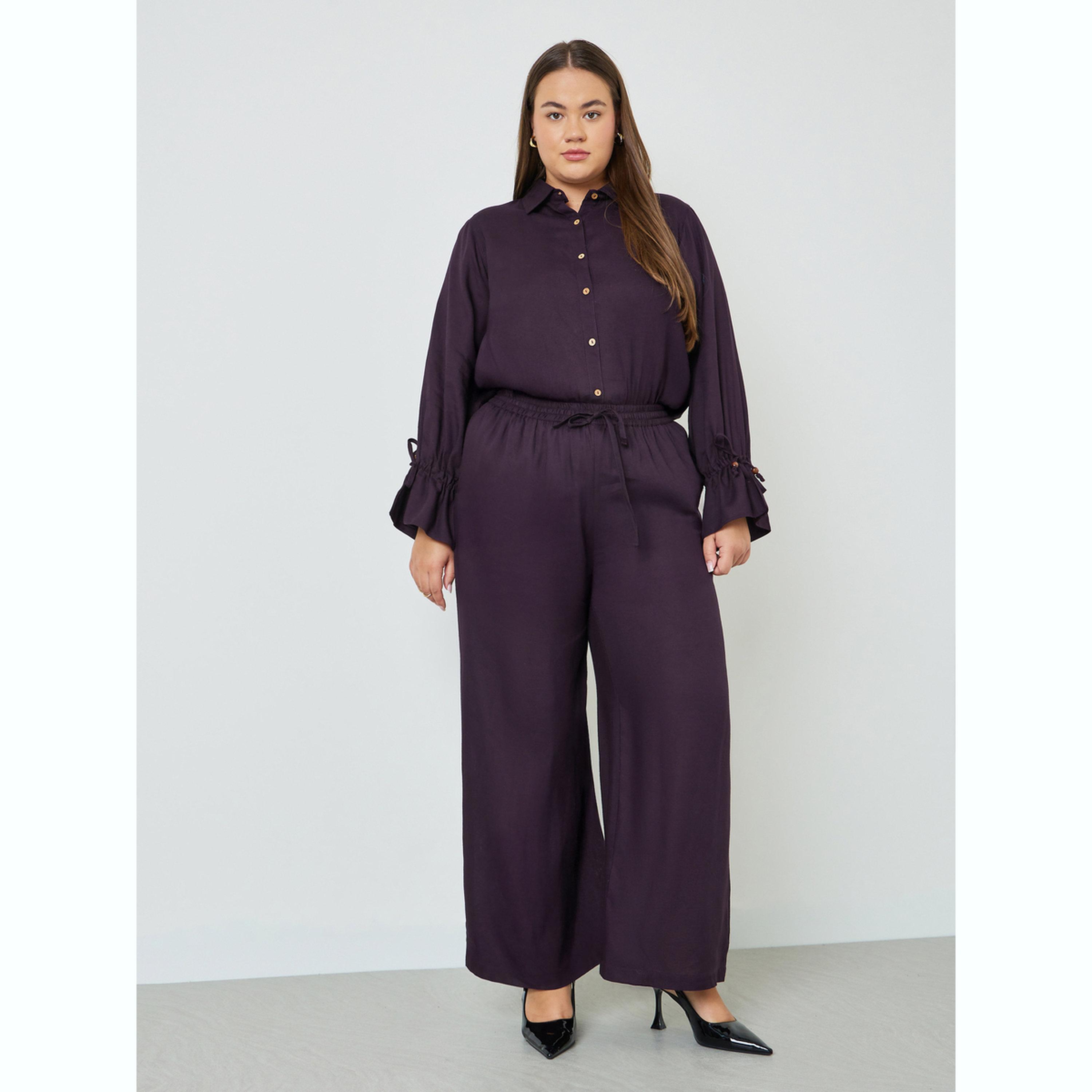 Styli Plus Size Solid Cotton Wide Leg Pants-women-clothing-plussize-joggers-image-2