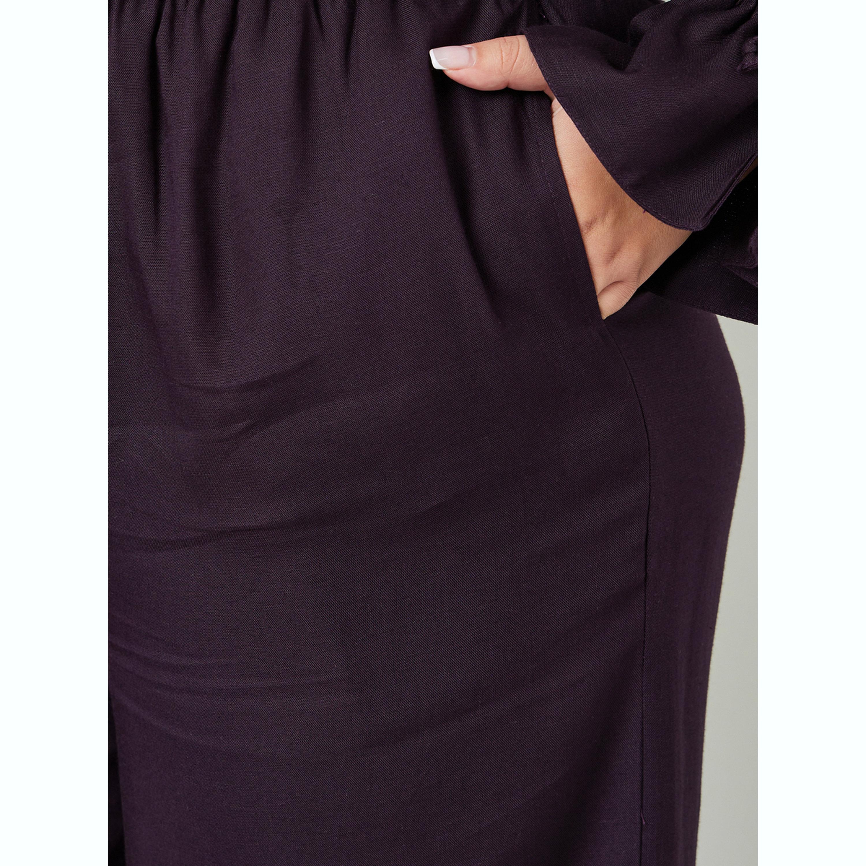 بنطال قطني بلون سادة وأرجل واسعة بمقاس كبير-women-clothing-plussize-joggers-image-3