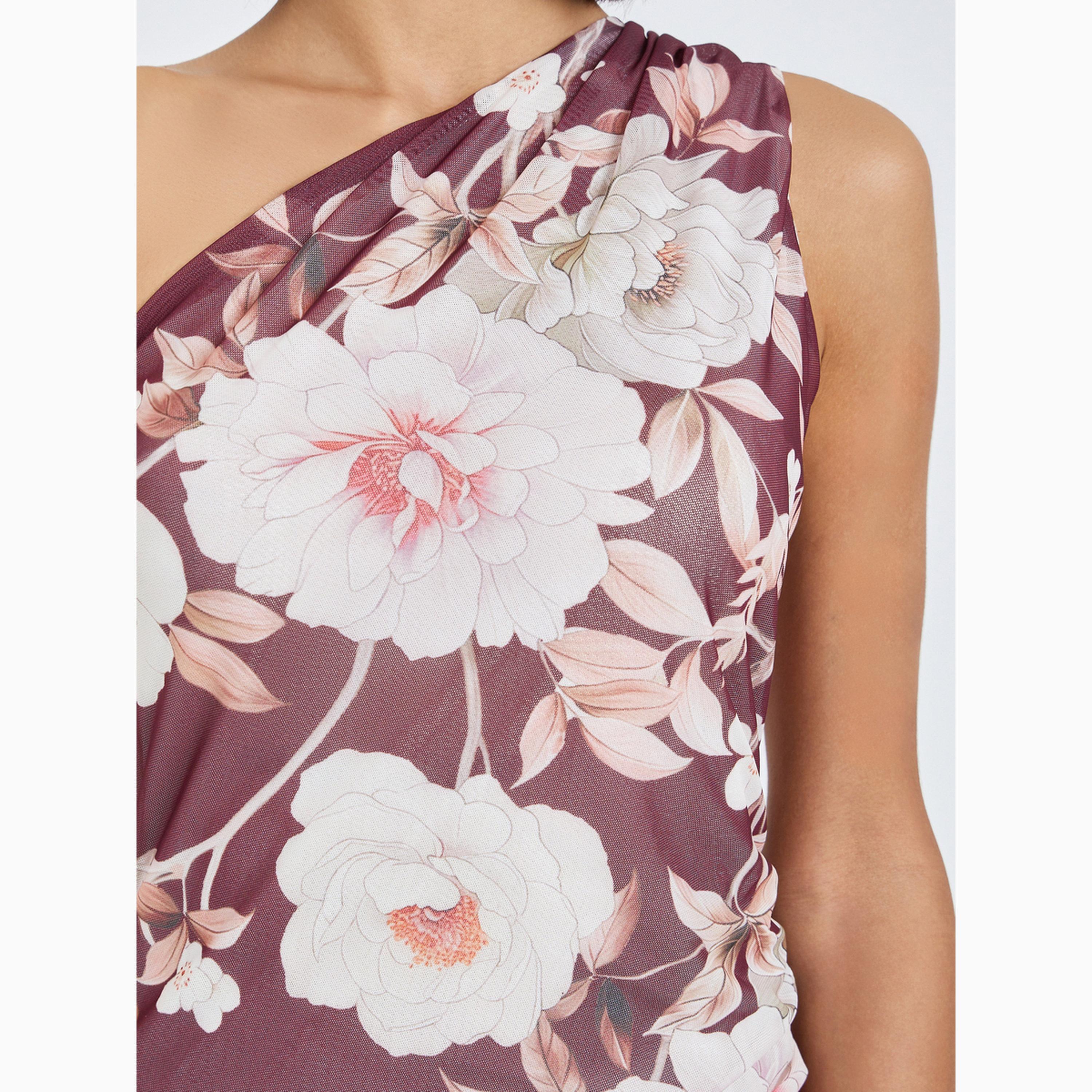 فستان طويل بكتف واحد ونقشة زهور-women-clothing-dresses-image-4