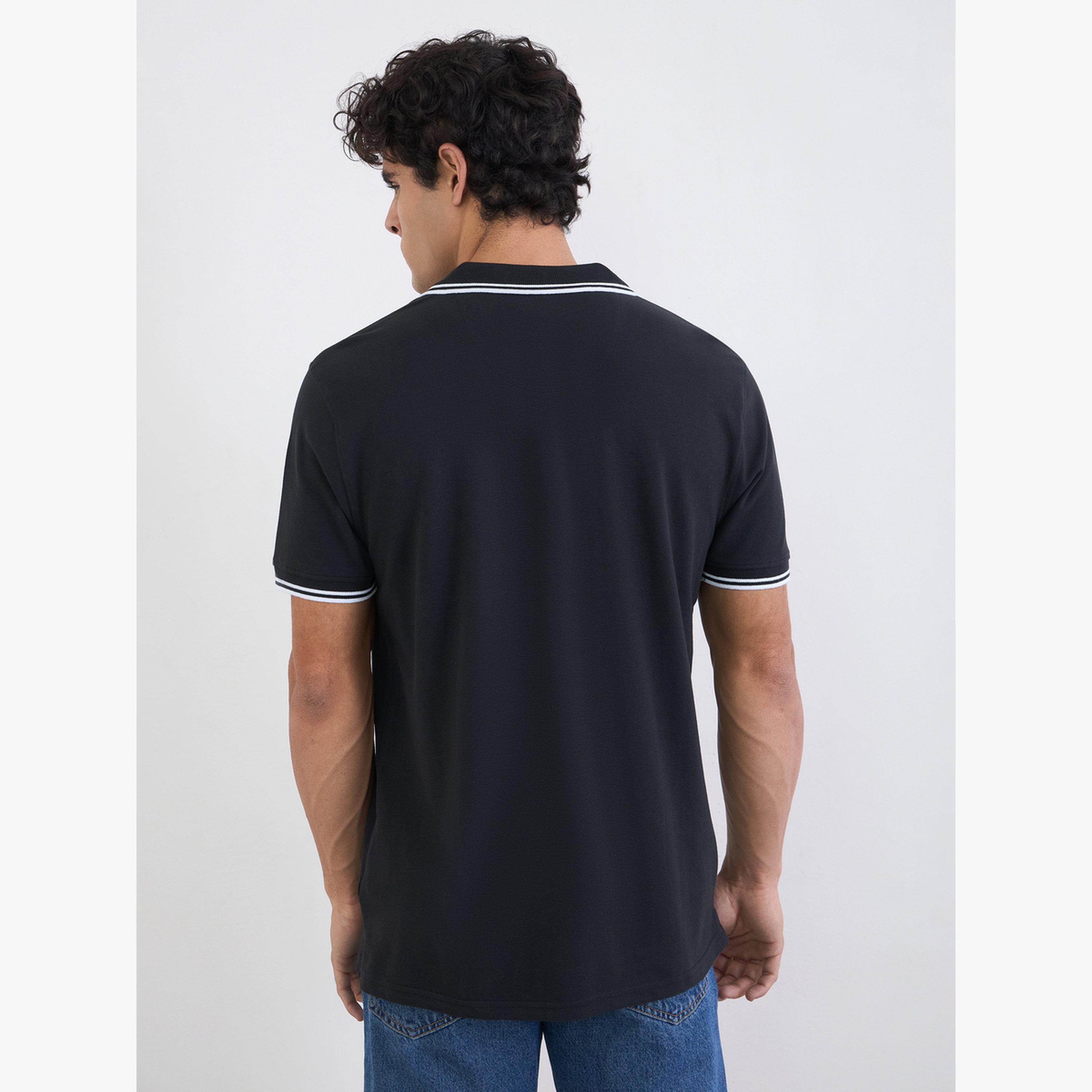 Styli Men Solid Regular Fit Cotton Pique Polo T-Shirt with Tipping-men-clothing-tshirtsandpolos-tshirts-image-3