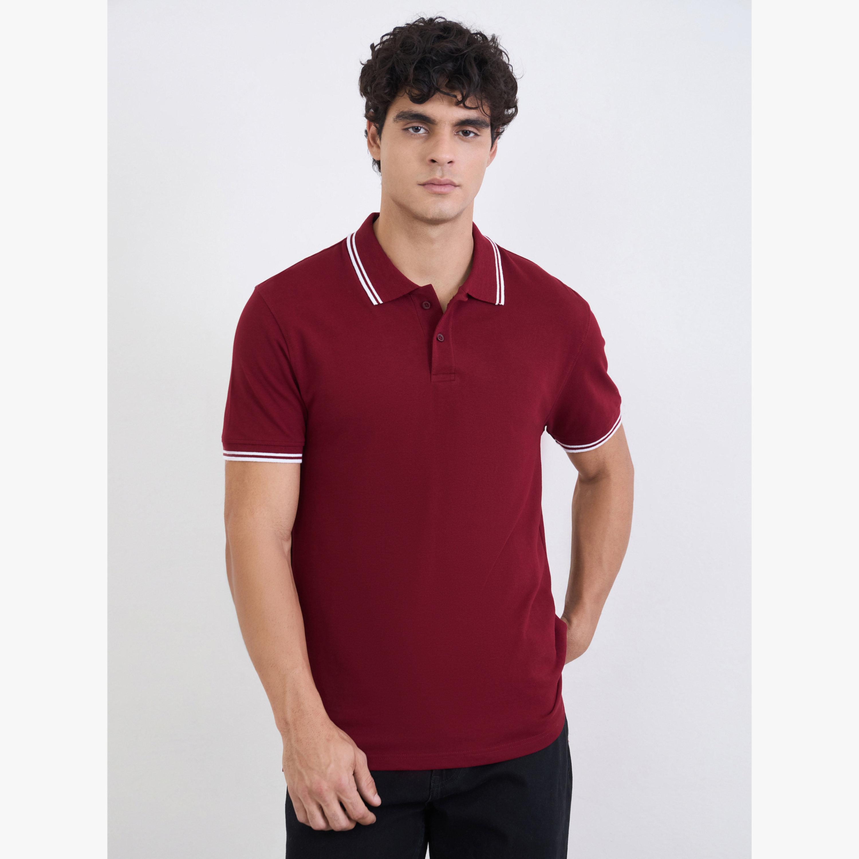 Styli Men Solid Regular Fit Cotton Pique Polo T-Shirt with Tipping-men-clothing-tshirtsandpolos-tshirts-image-1