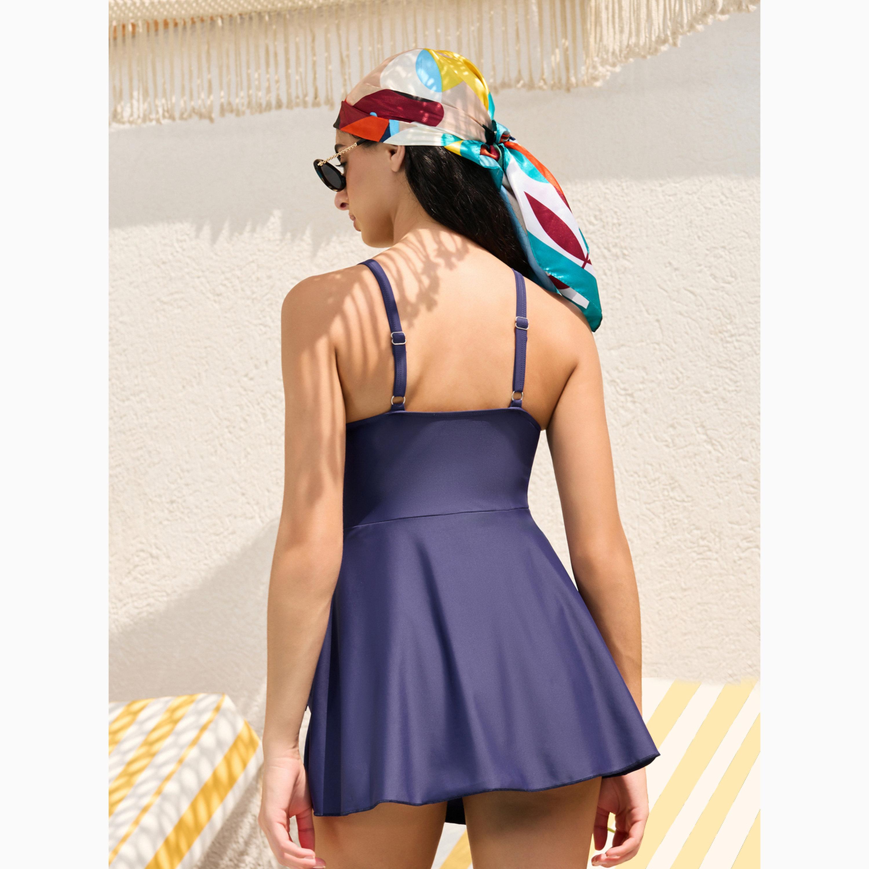 Styli Scoop Neck Swimsuit with Attached Knot Detail Wrap Skirt-women-clothing-swimandbeach-swim-swimsuits-image-5