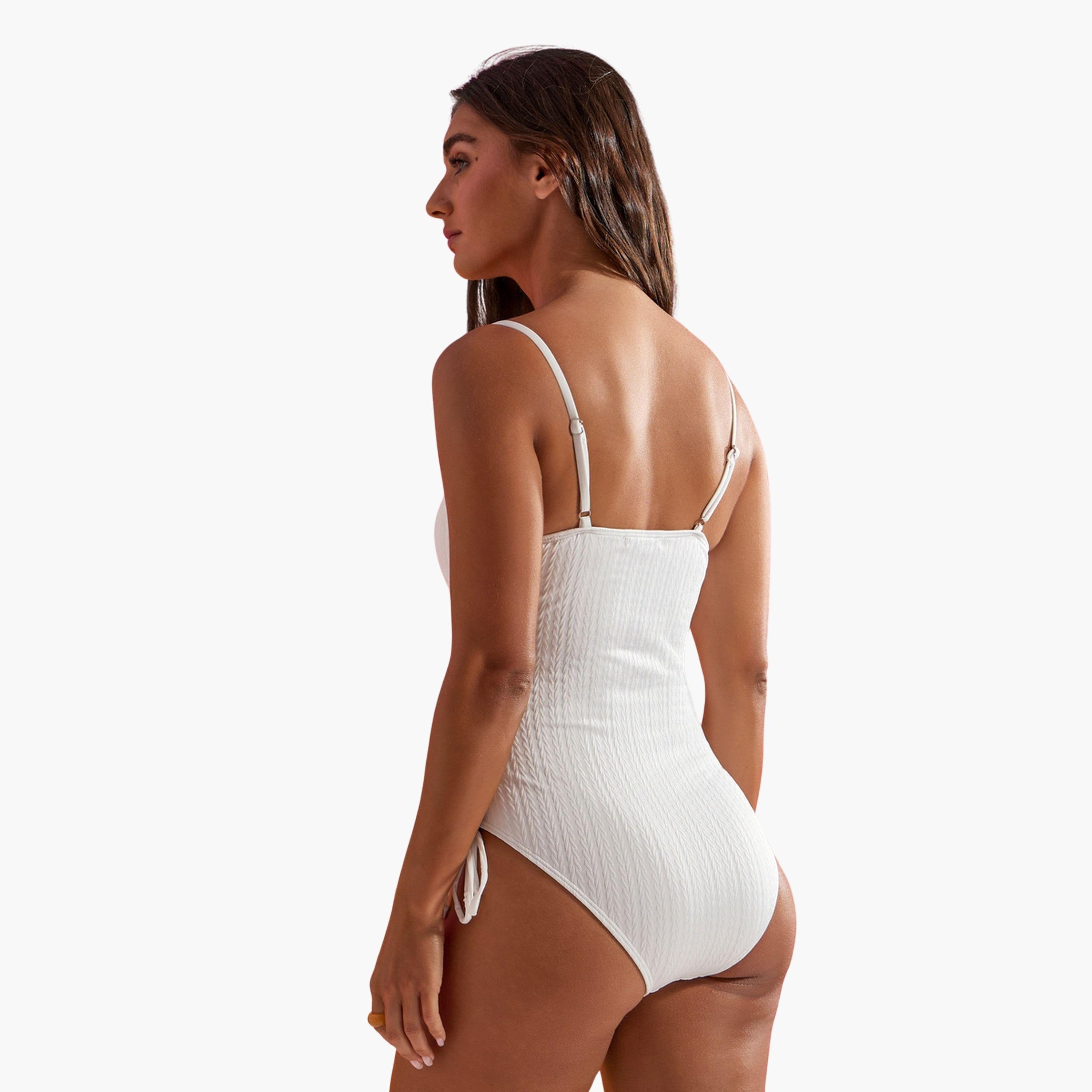 بدلة سباحة بياقة مربعة وتفاصيل مزمومة-women-clothing-swimandbeach-swim-swimsuits-image-3