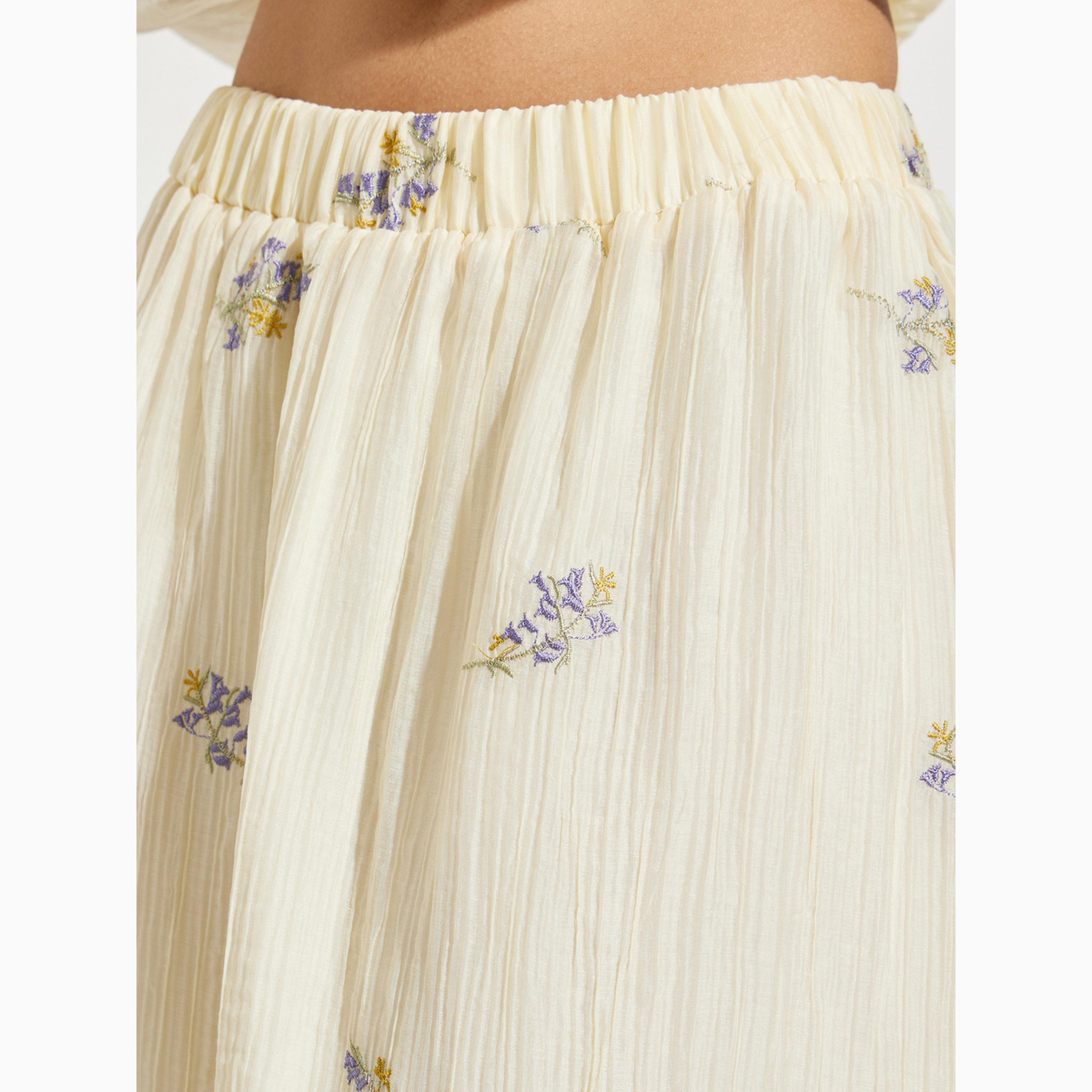 Styli Off White Floral Embroidered A-Line Midi Skirt-women-clothing-skirts-image-3